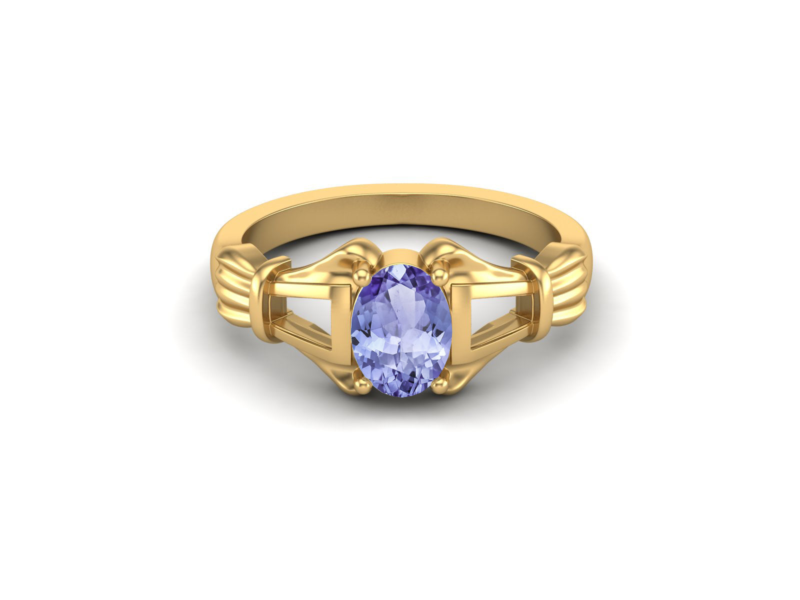 Anello di fidanzamento con pietra preziosa ovale in argento sterling 925 con tanzanite