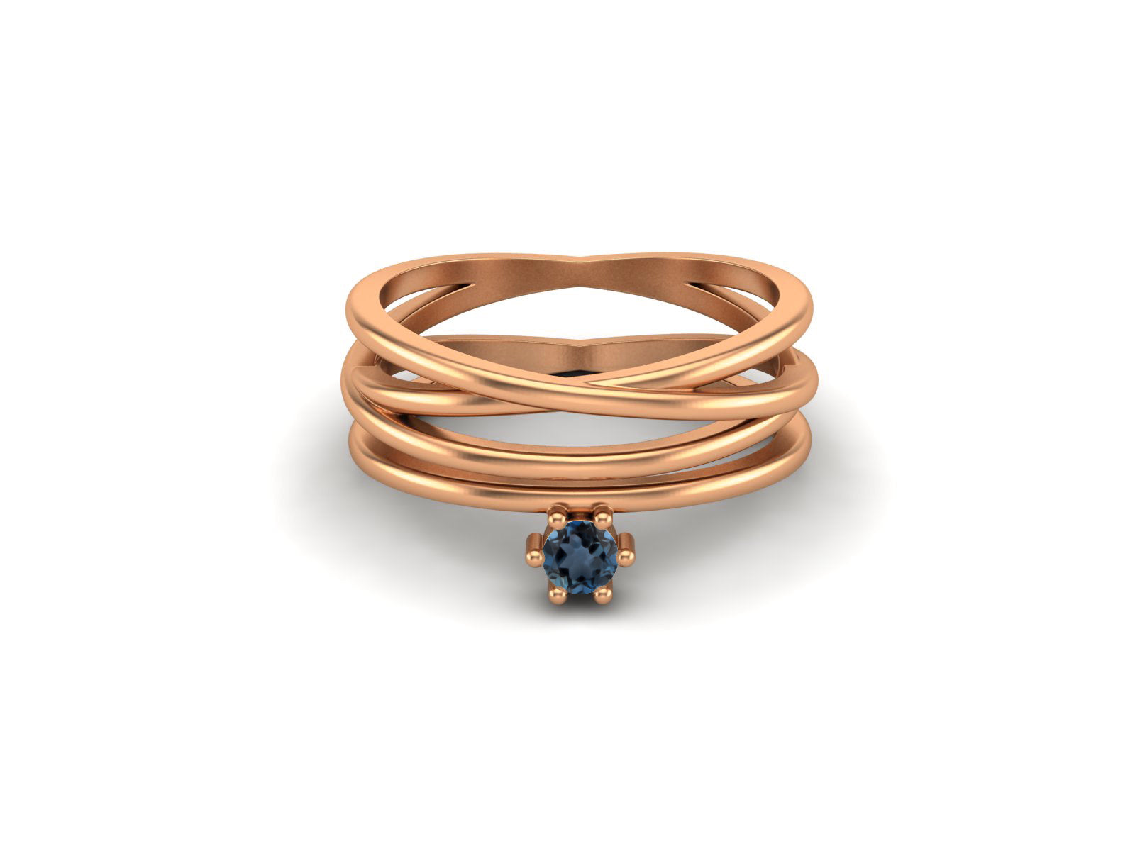 London Blue Topaz Multi-Band Crisscross Ring – Sterling Silver