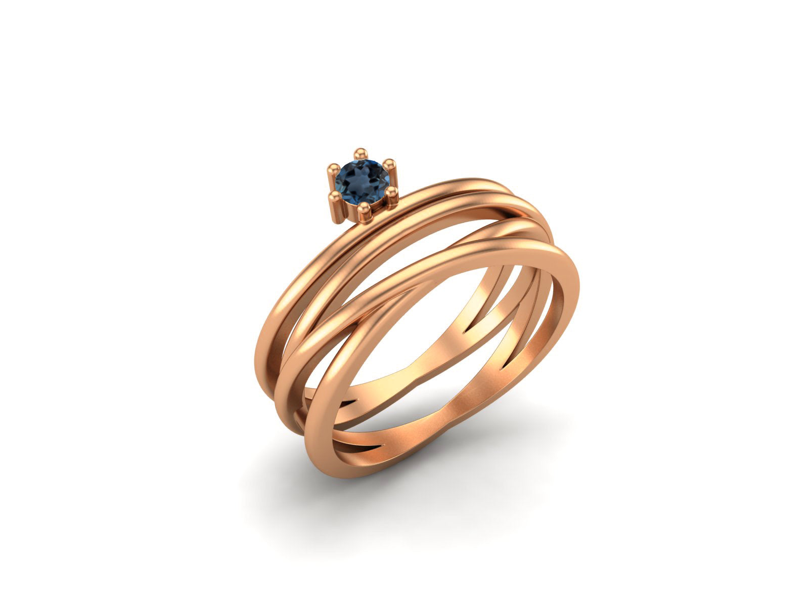 London Blue Topaz Multi-Band Crisscross Ring – Sterling Silver