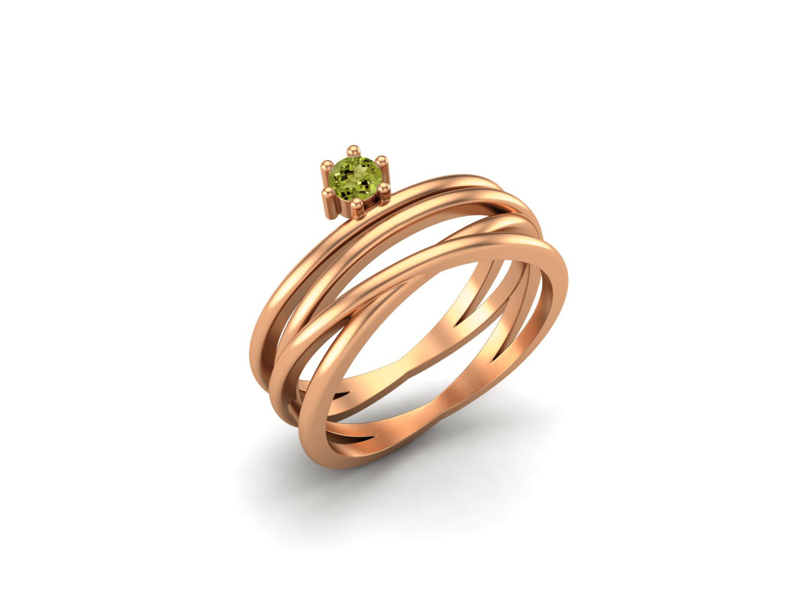 Peridot Multi-Band Crisscross Ring – Sterling Silver