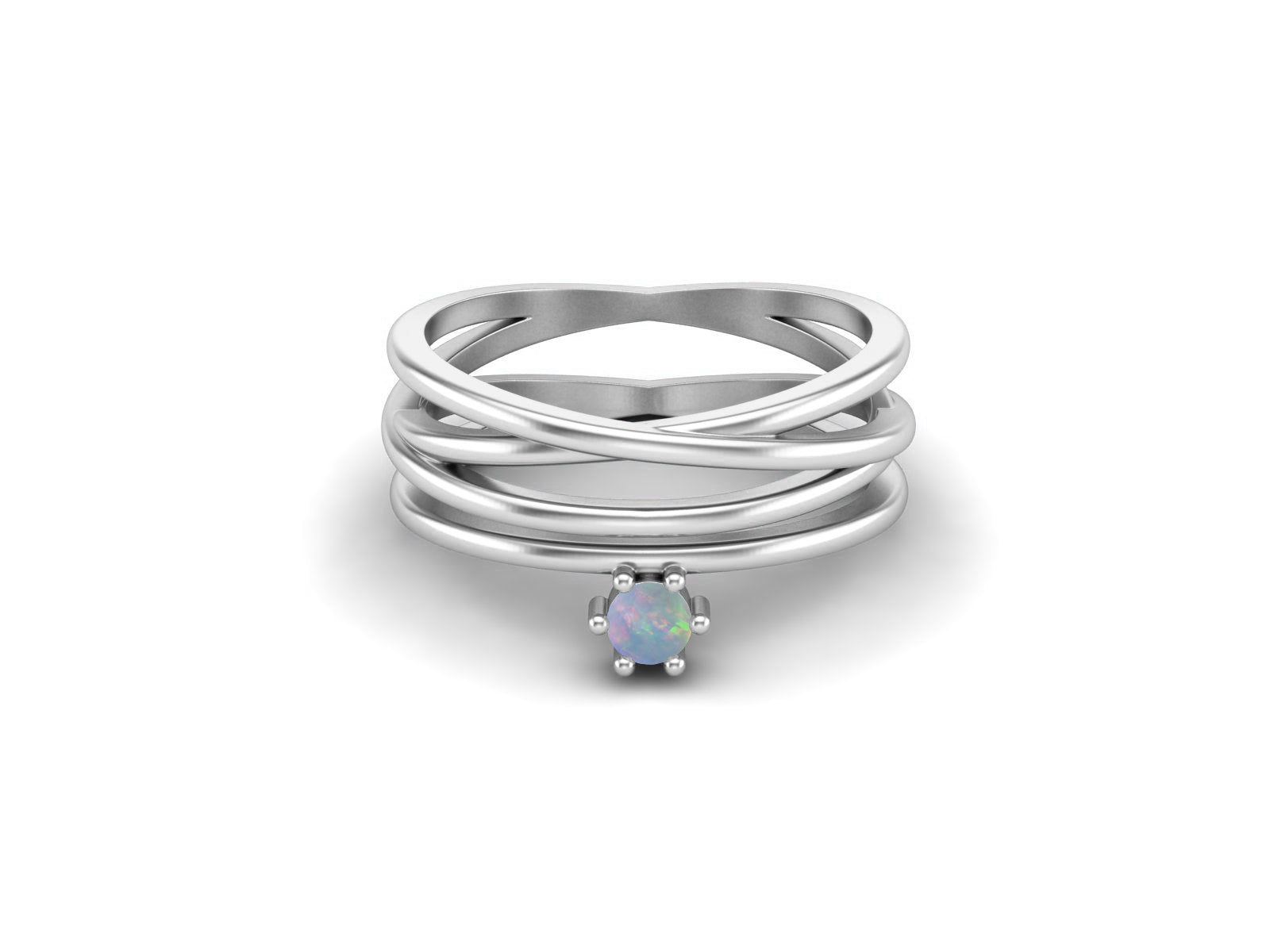 Opal Multi-Band Crisscross Ring – Sterling Silver