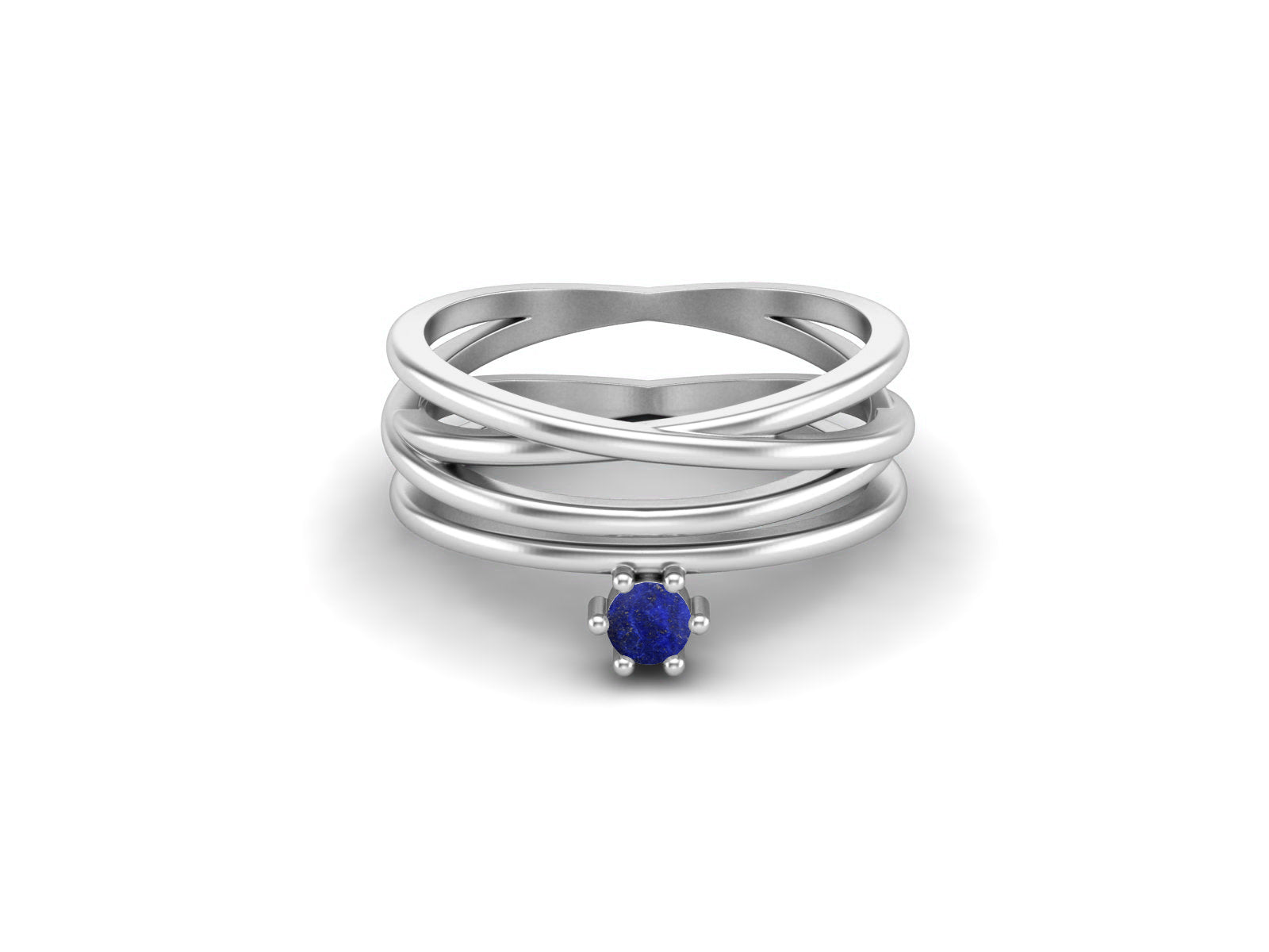 Lapis Lazuli Multi-Band Crisscross Ring – Sterling Silver
