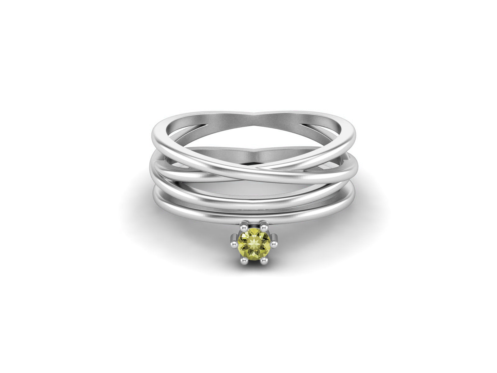 Lemon Quartz Multi-Band Crisscross Ring – Sterling Silver