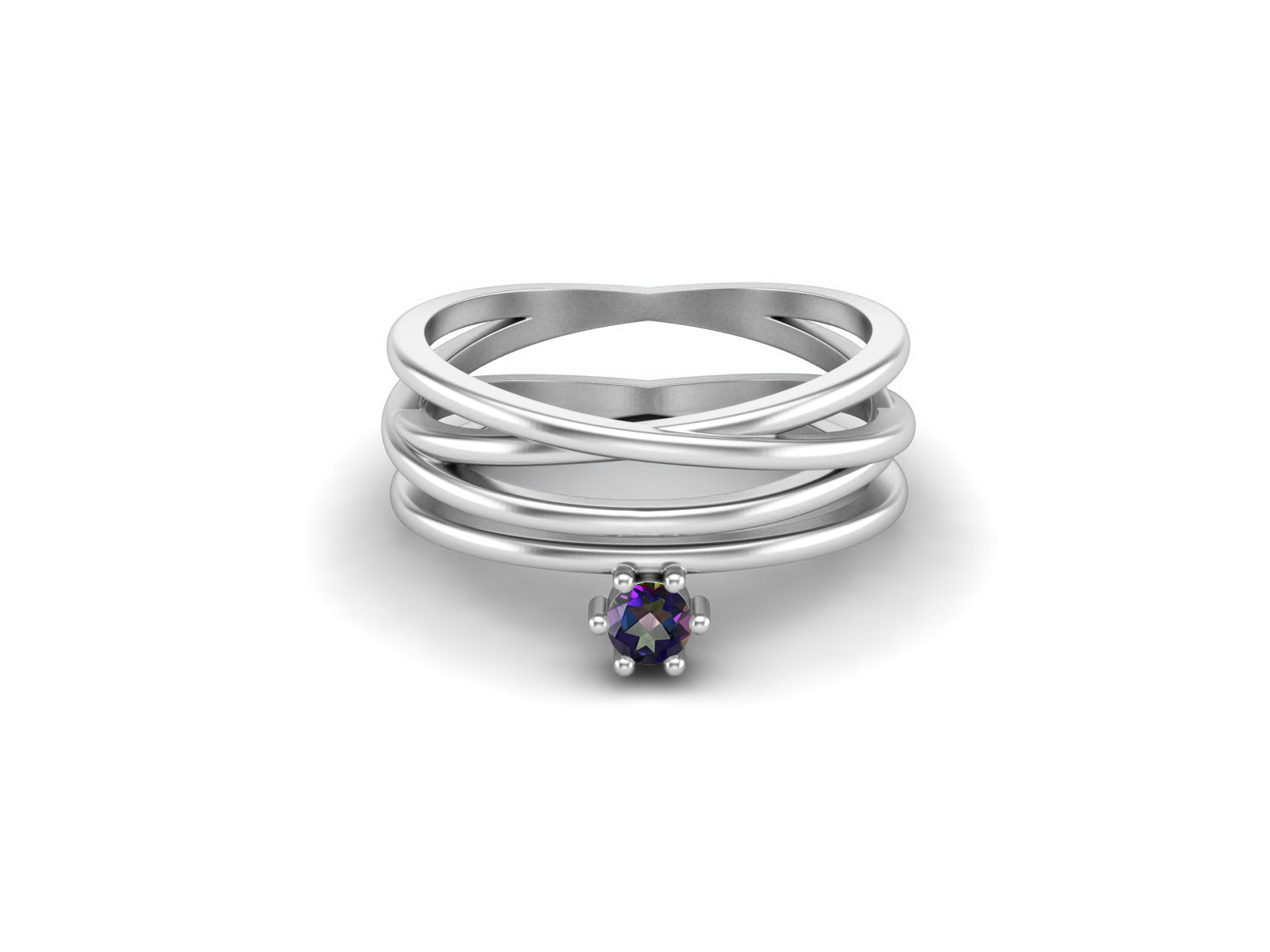 Mystic Topaz Multi-Band Crisscross Ring – Sterling Silver
