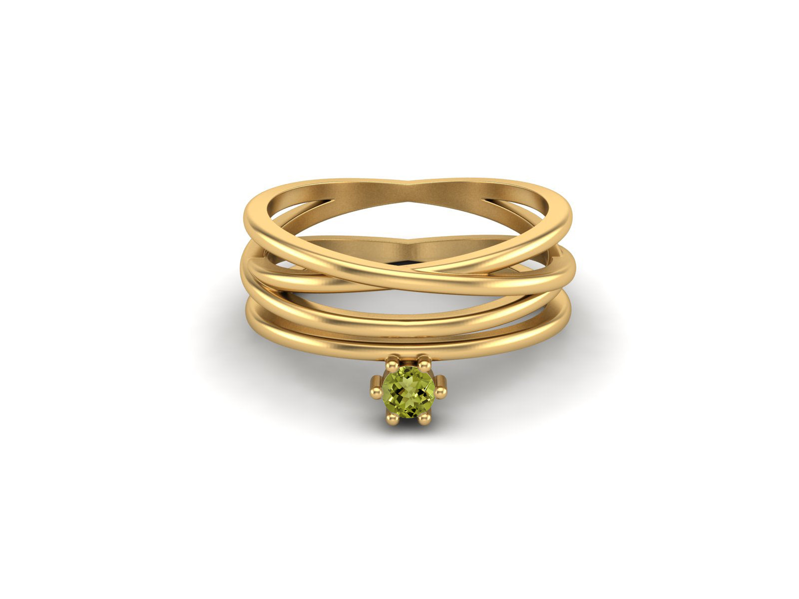 Peridot Multi-Band Crisscross Ring – Sterling Silver
