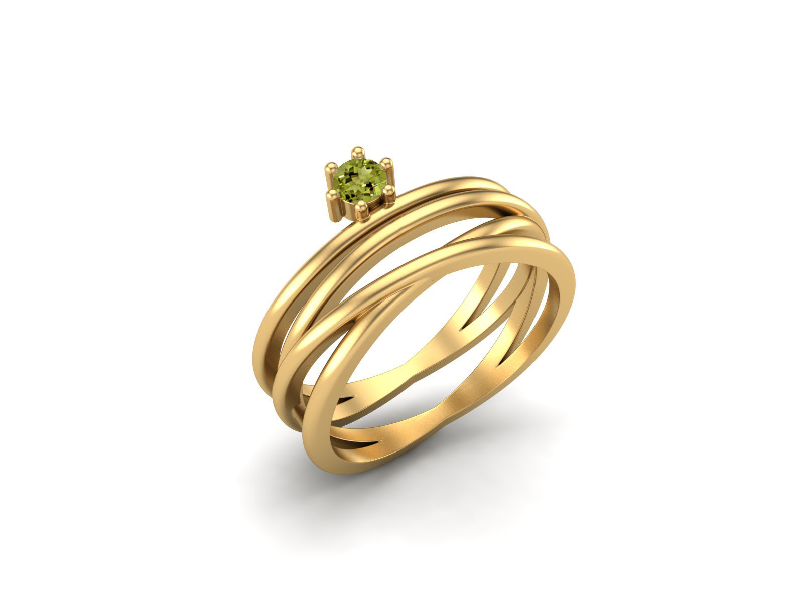 Peridot Multi-Band Crisscross Ring – Sterling Silver