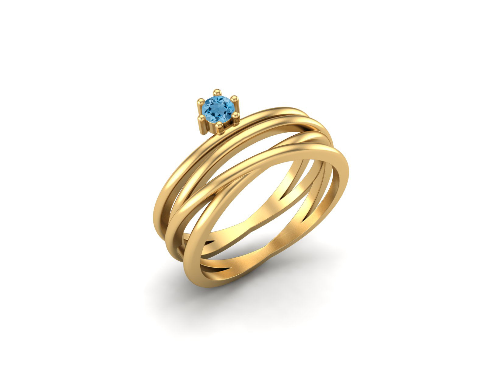 Swiss Blue Topaz Multi-Band Crisscross Ring – Sterling Silver