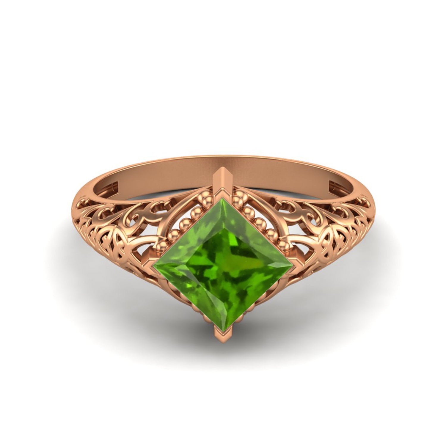 Tsavorite Vintage Filigree Ring - Sterling Silver