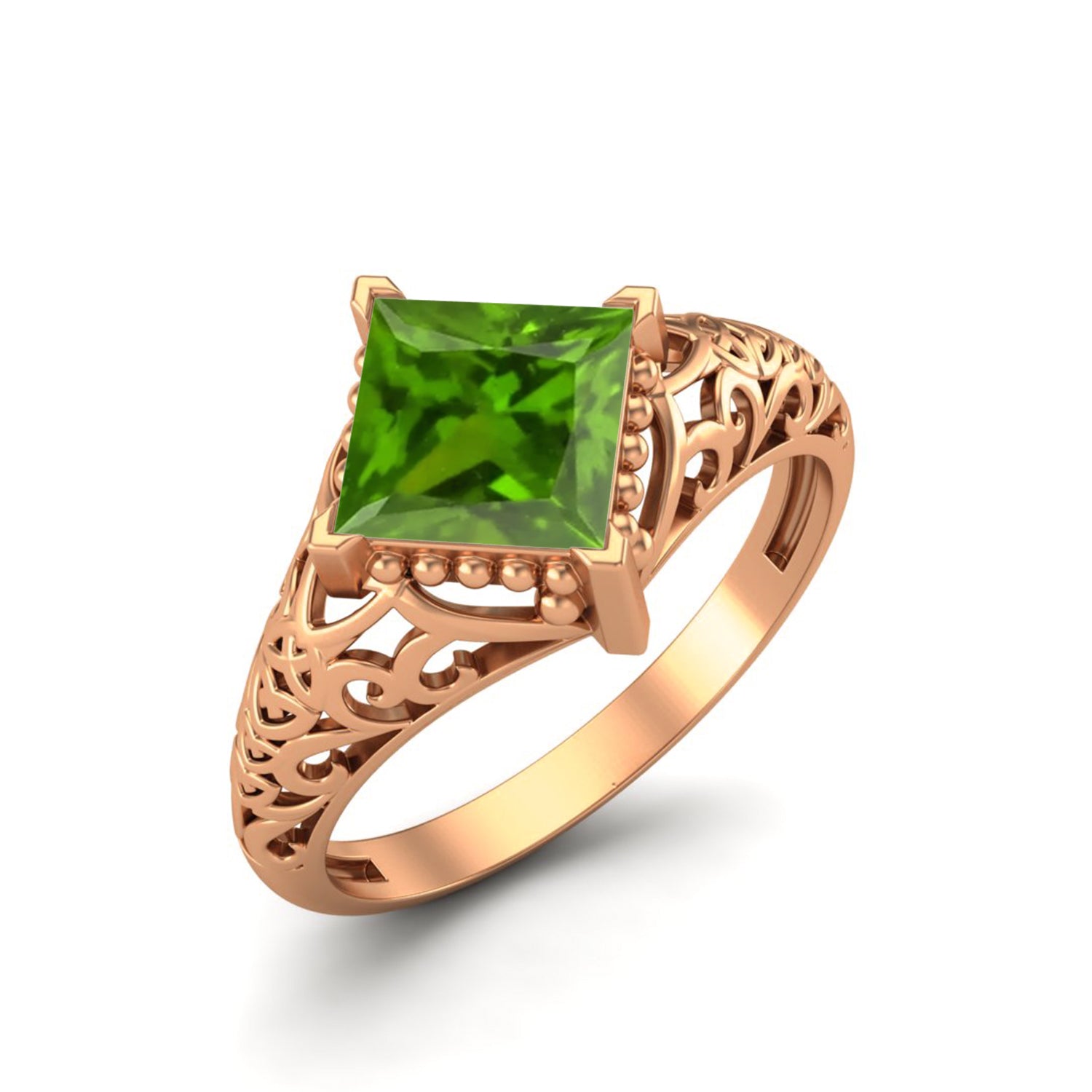 Tsavorite Vintage Filigree Ring - Sterling Silver