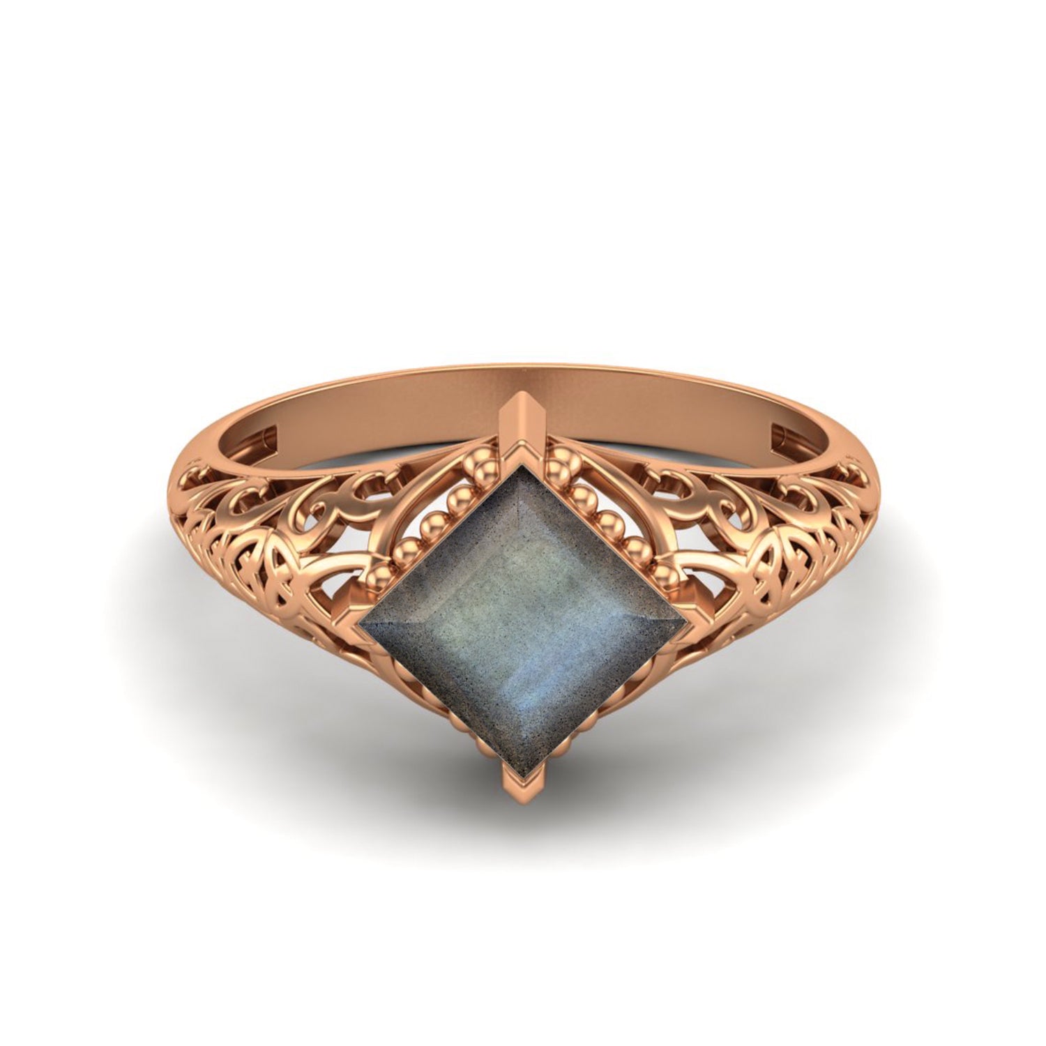 Labradorite Vintage Filigree Ring - Sterling Silver