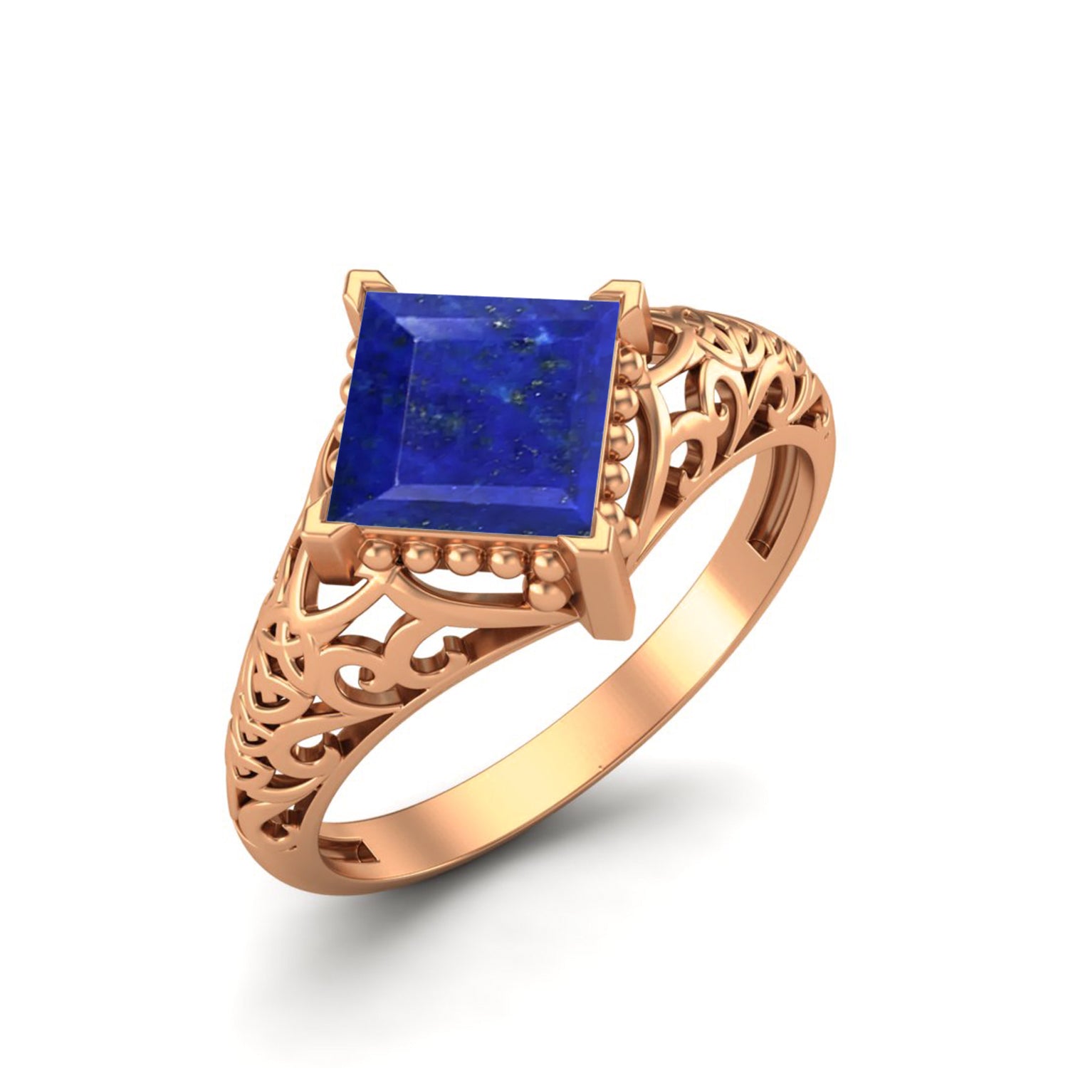 Lapis Lazuli Vintage Filigree Ring - Sterling Silver