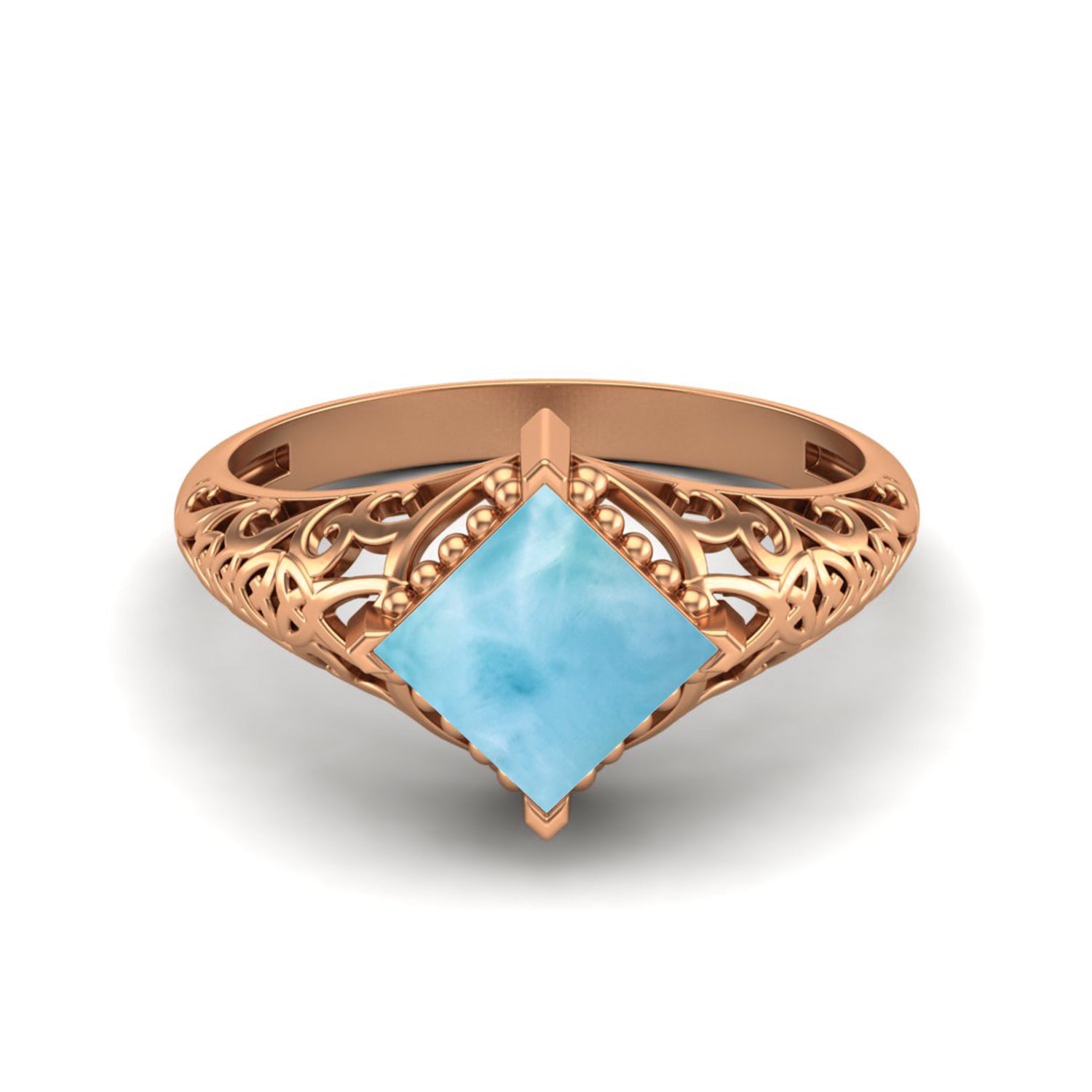 Larimar Vintage Filigree Ring - Sterling Silver