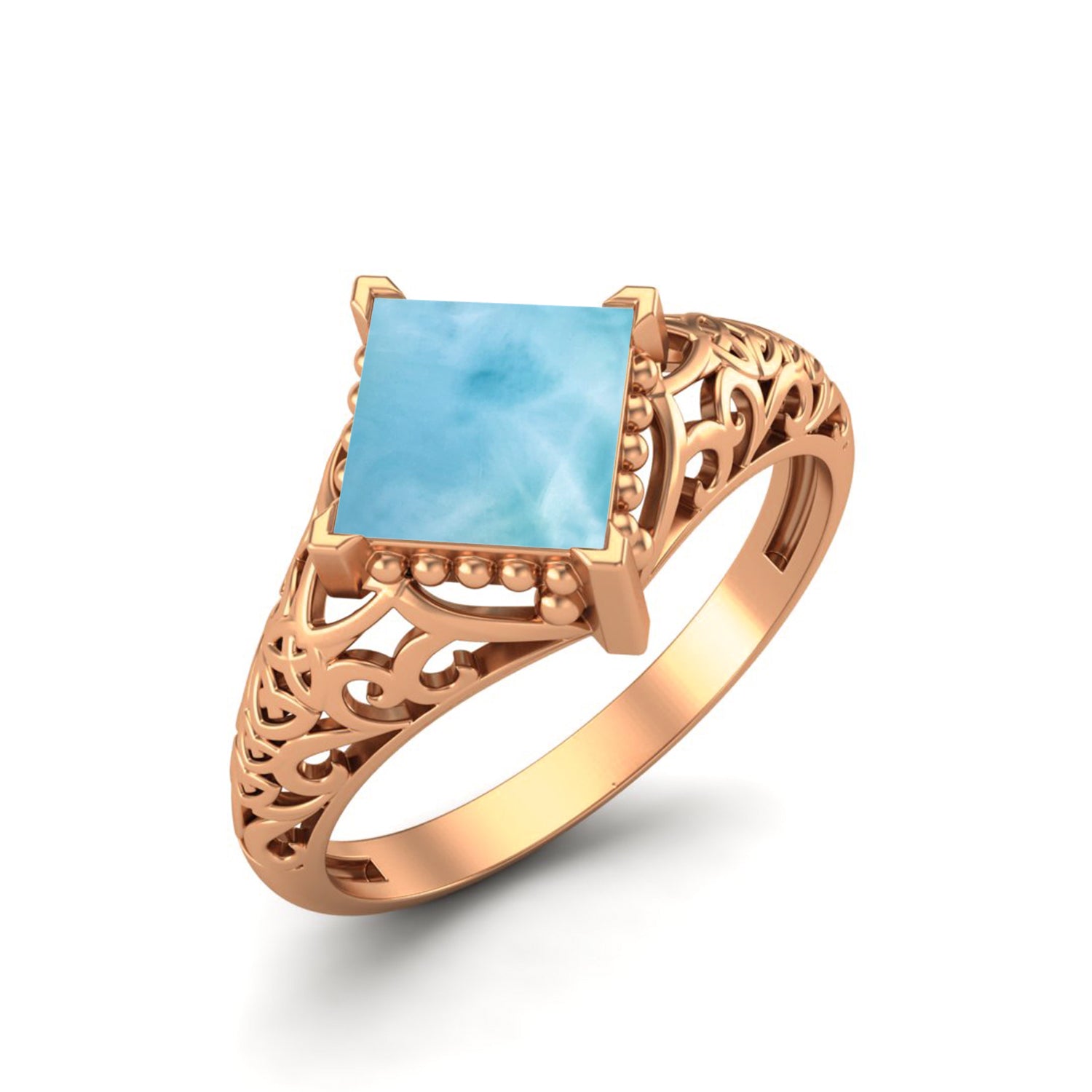 Larimar Vintage Filigree Ring - Sterling Silver