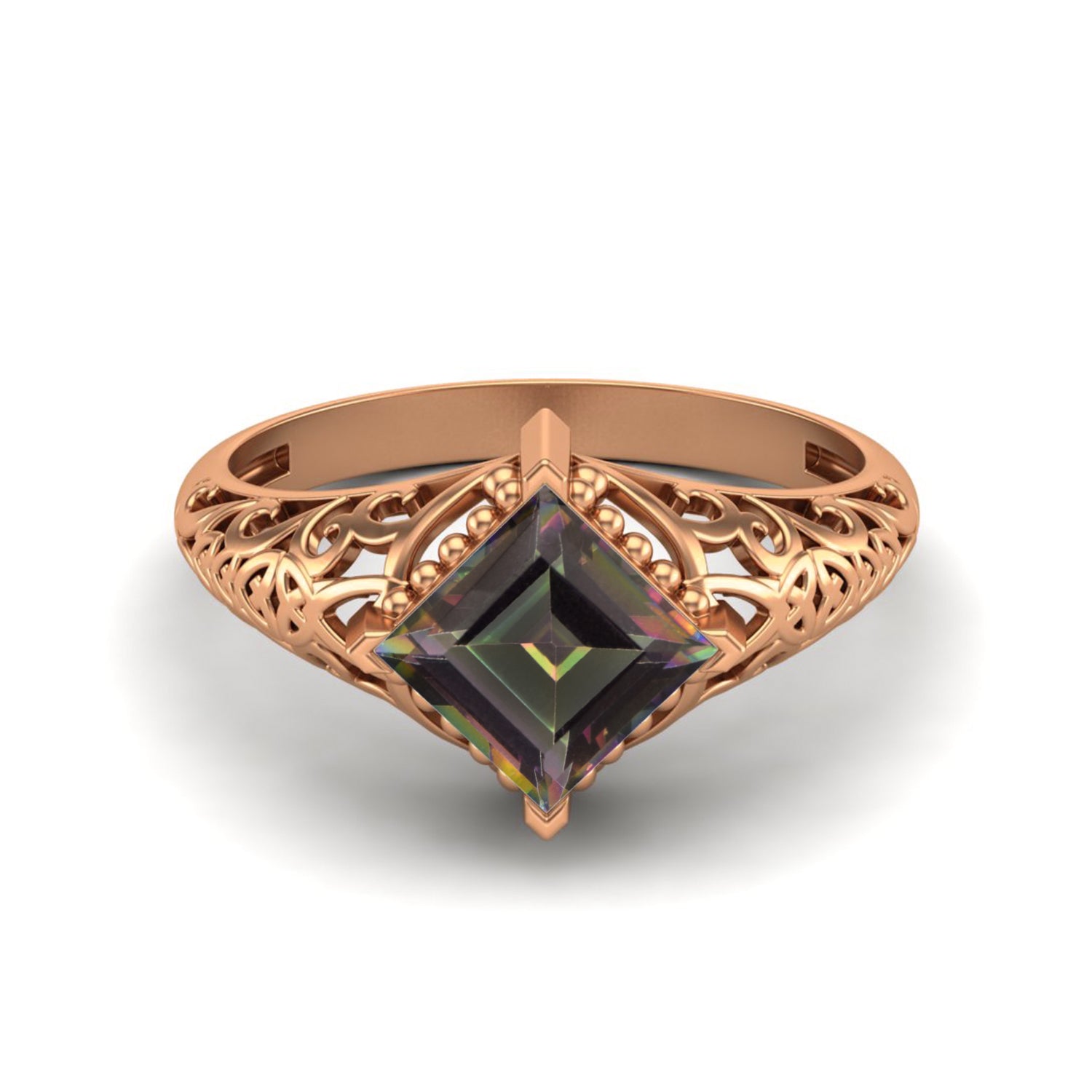 Msytic Topaz Vintage Filigree Ring - Sterling Silver
