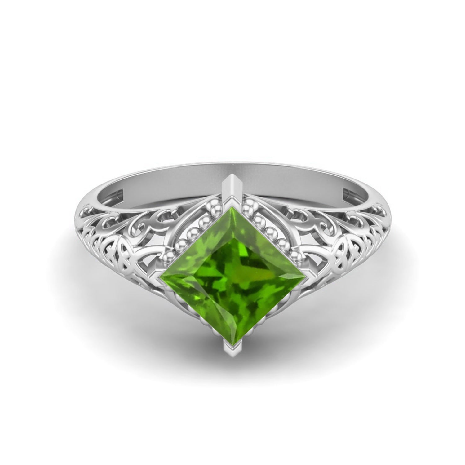 Tsavorite Vintage Filigree Ring - Sterling Silver
