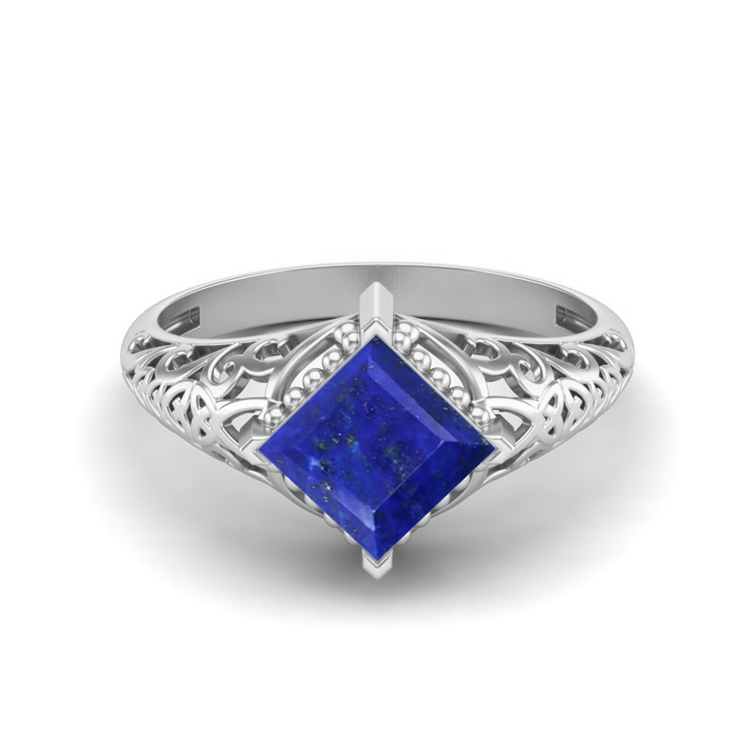 Lapis Lazuli Vintage Filigree Ring - Sterling Silver