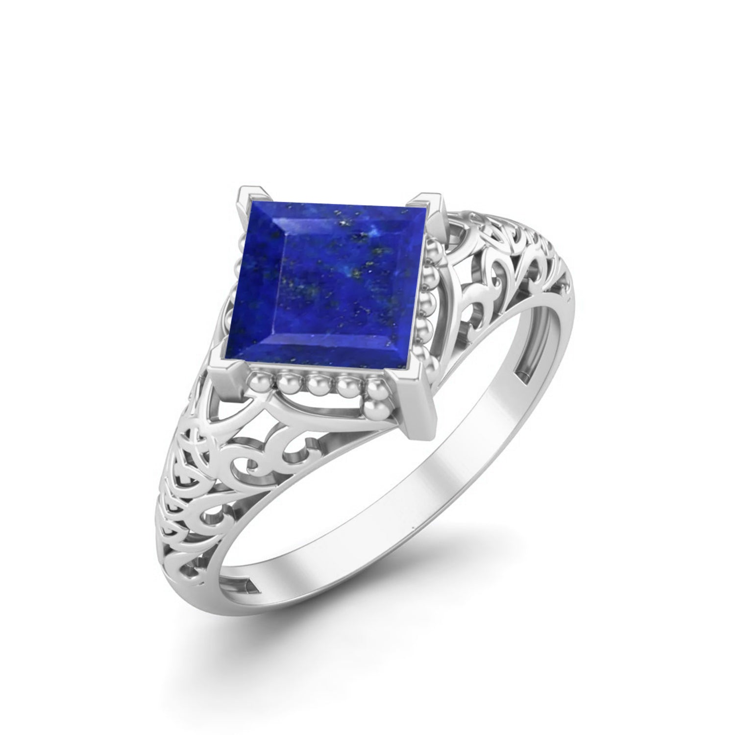 Lapis Lazuli Vintage Filigree Ring - Sterling Silver
