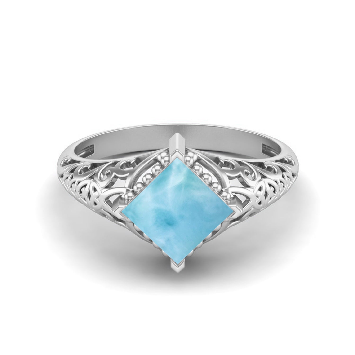 Larimar Vintage Filigree Ring - Sterling Silver