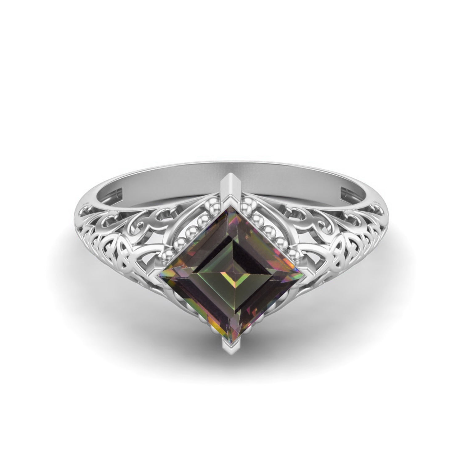 Msytic Topaz Vintage Filigree Ring - Sterling Silver