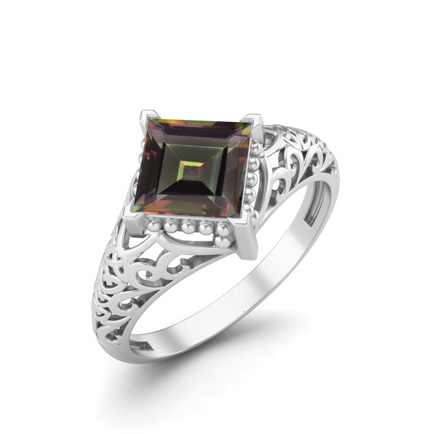 Msytic Topaz Vintage Filigree Ring - Sterling Silver