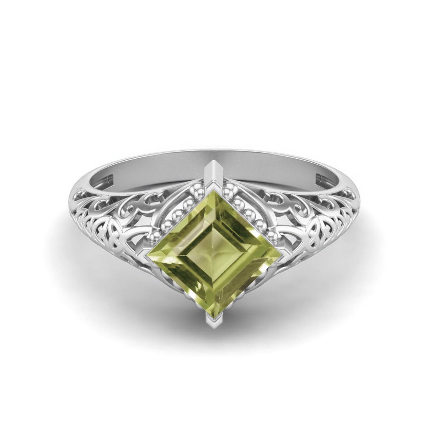Peridot Vintage Filigree Ring - Sterling Silver