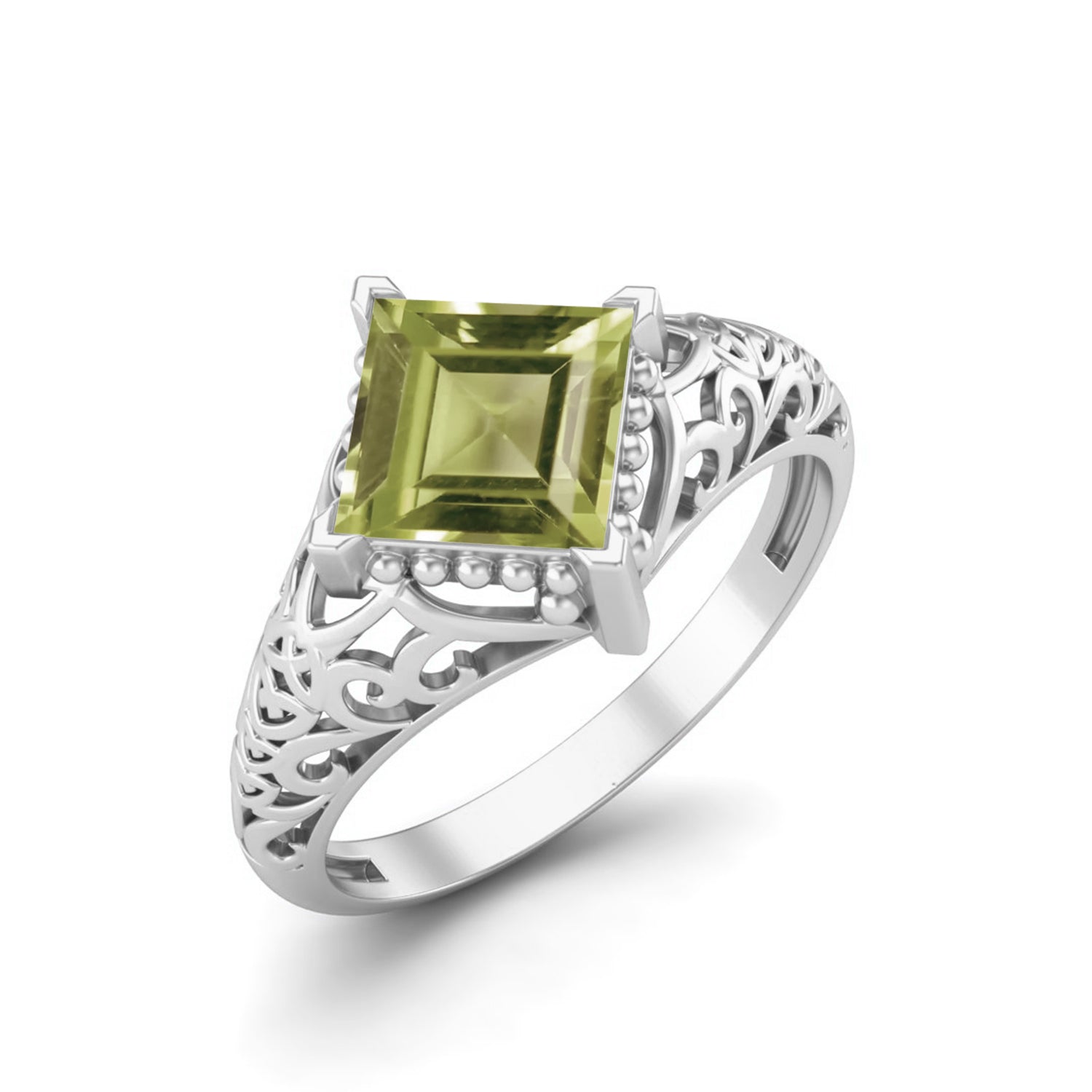 Peridot Vintage Filigree Ring - Sterling Silver