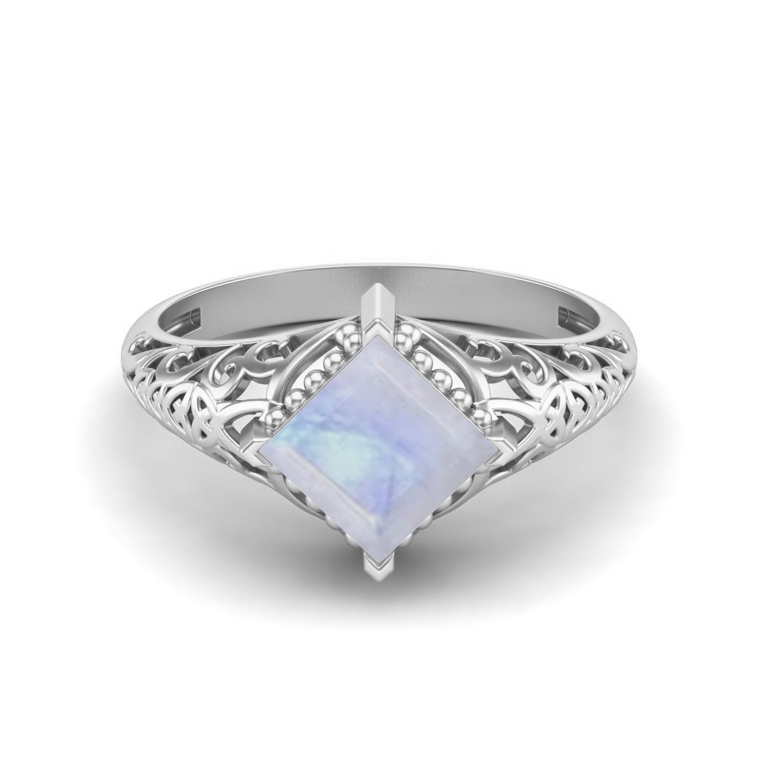 Moonstone Vintage Filigree Ring - Sterling Silver