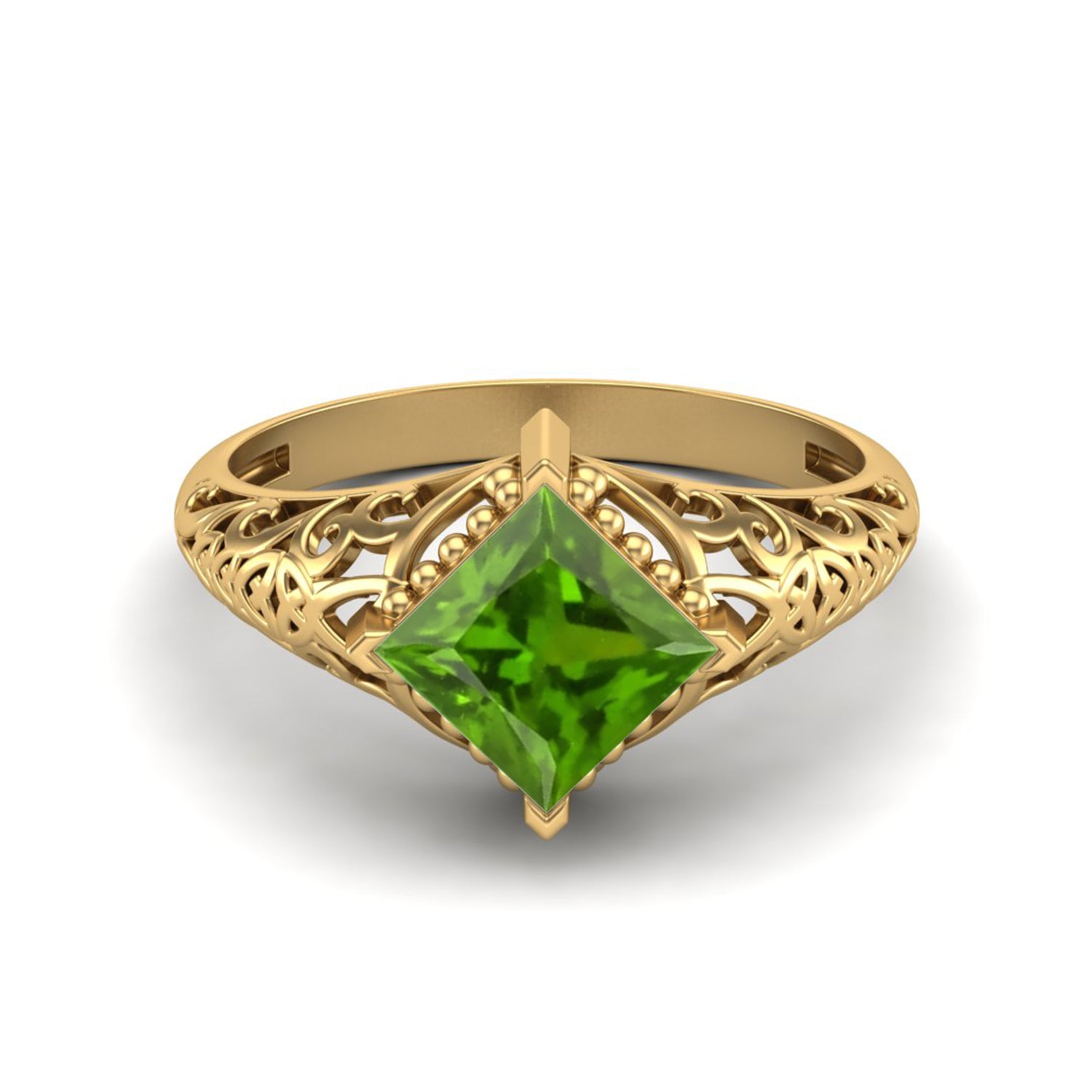Tsavorite Vintage Filigree Ring - Sterling Silver