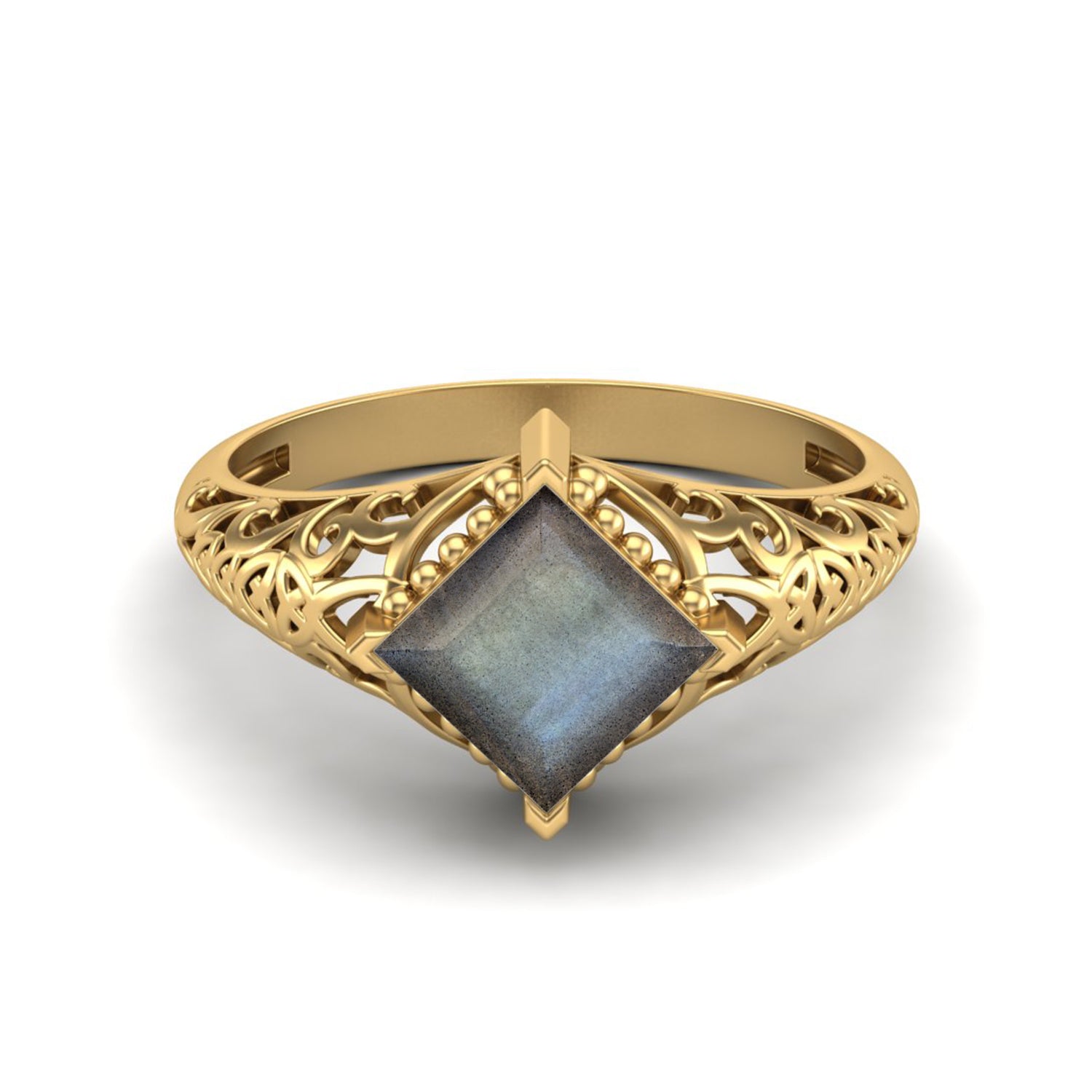 Labradorite Vintage Filigree Ring - Sterling Silver