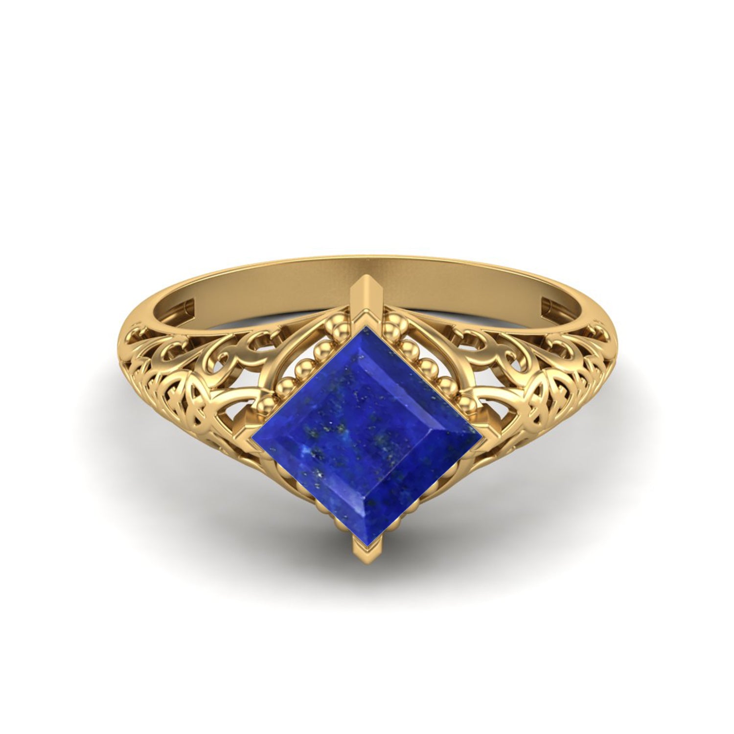 Lapis Lazuli Vintage Filigree Ring - Sterling Silver