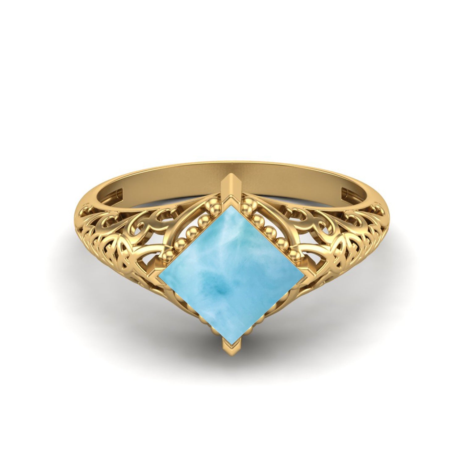 Larimar Vintage Filigree Ring - Sterling Silver