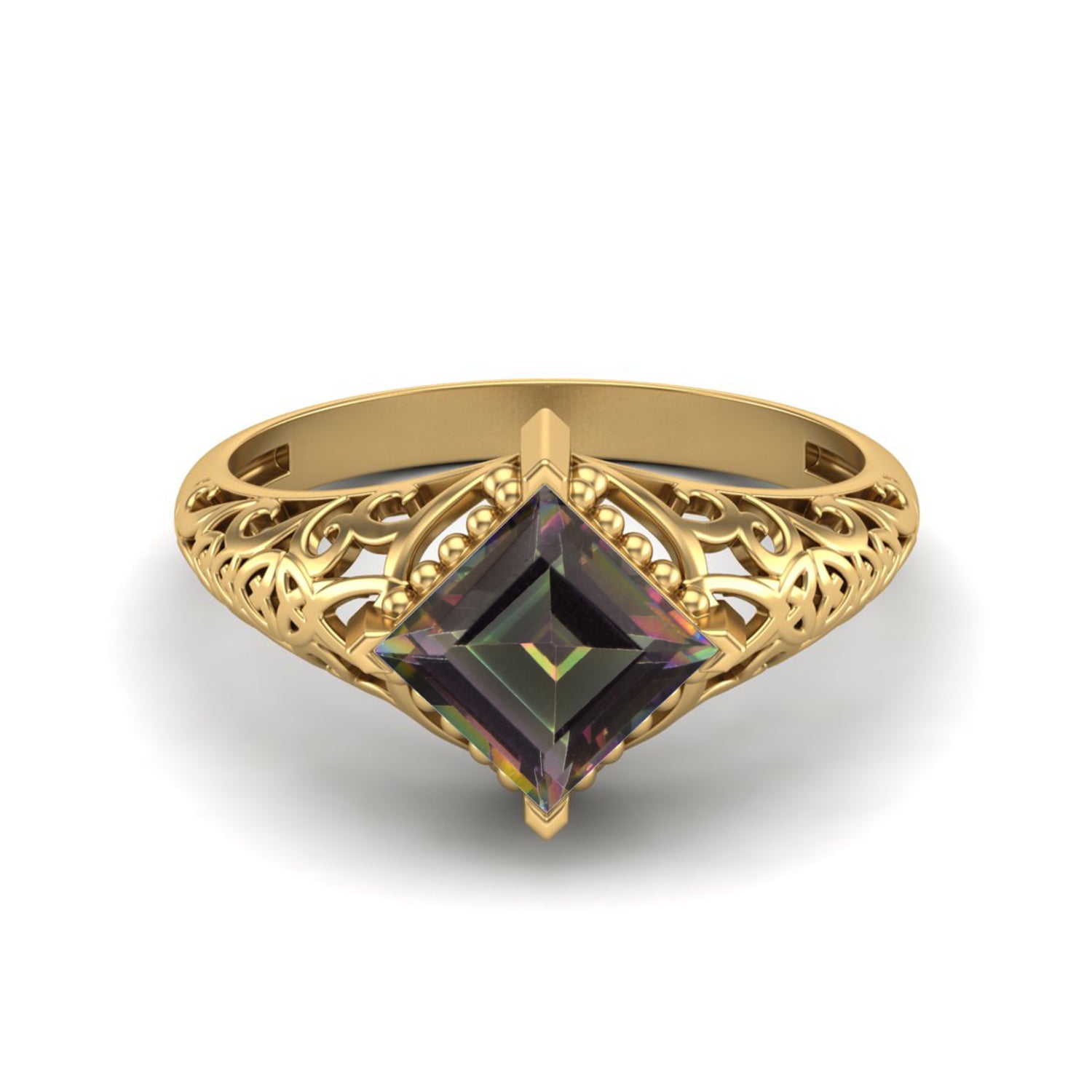 Msytic Topaz Vintage Filigree Ring - Sterling Silver