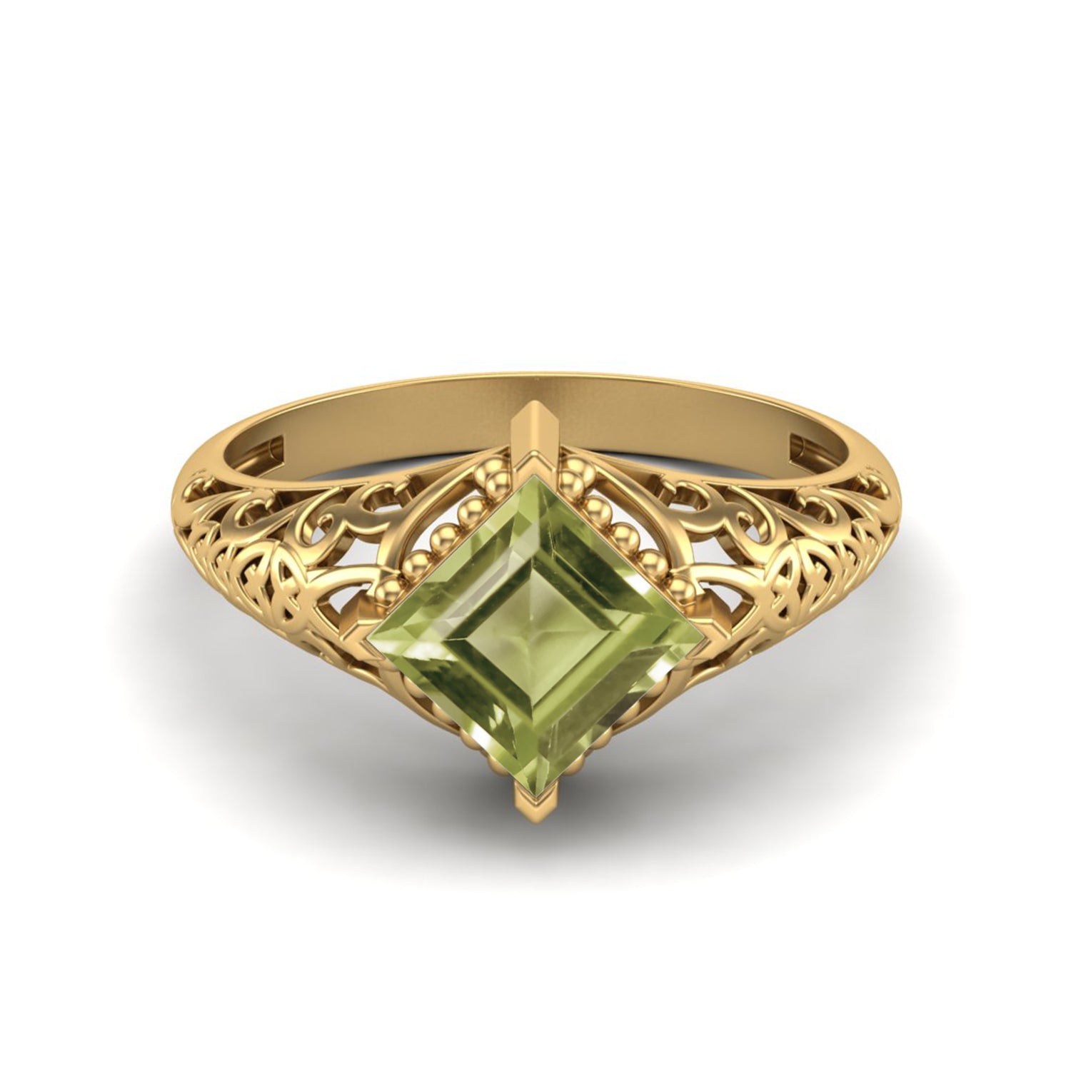 Peridot Vintage Filigree Ring - Sterling Silver