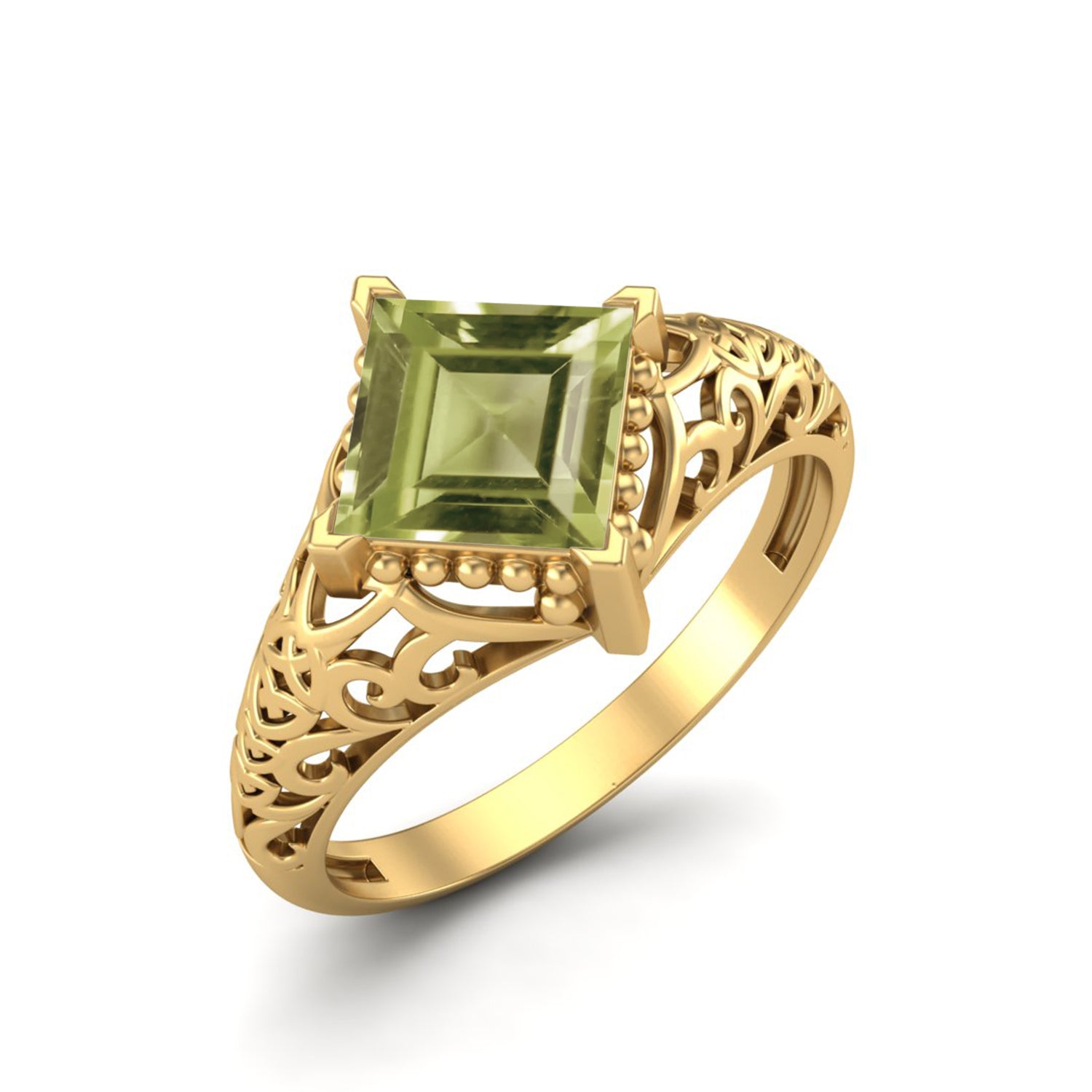 Peridot Vintage Filigree Ring - Sterling Silver