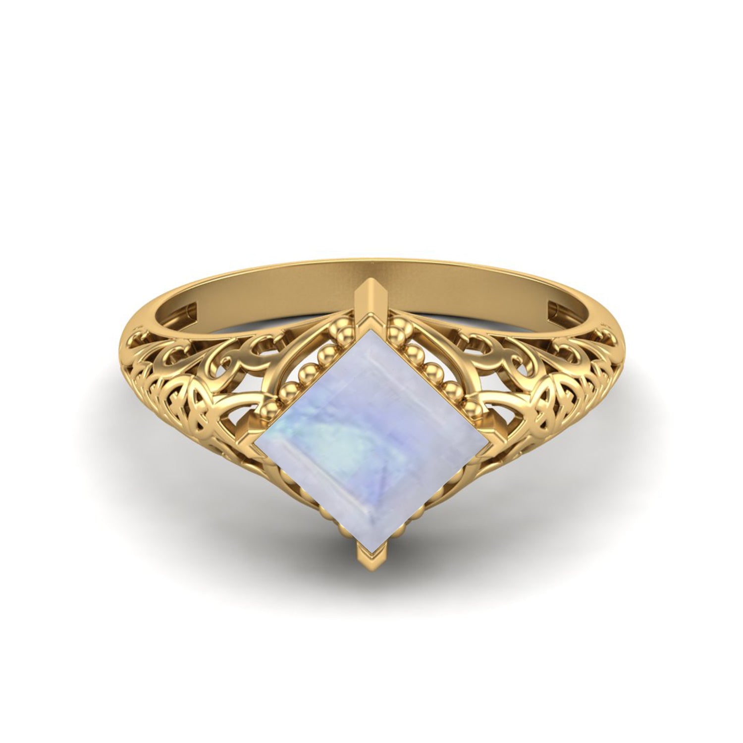 Moonstone Vintage Filigree Ring - Sterling Silver