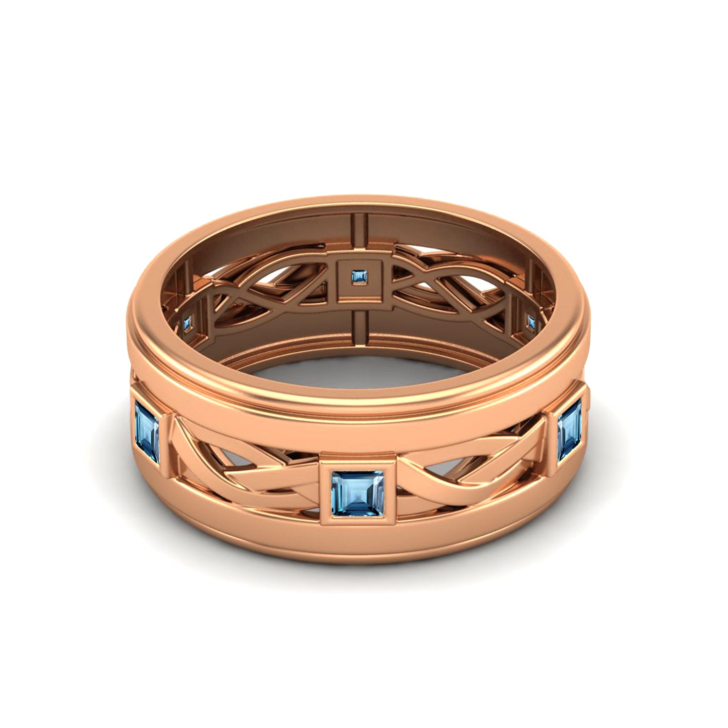 London Blue Topaz Geometric Infinity Band Ring – Sterling Silver