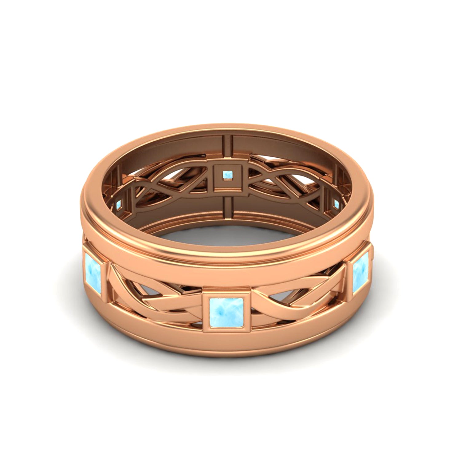 Larimar Square Eternity Band Ring - Sterling Silver