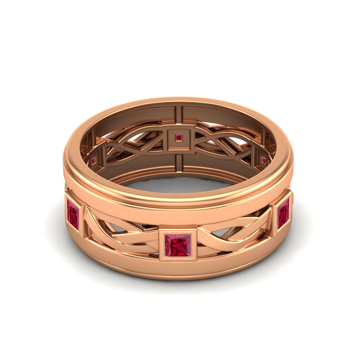Ruby Square Eternity Band Ring - Sterling Silver
