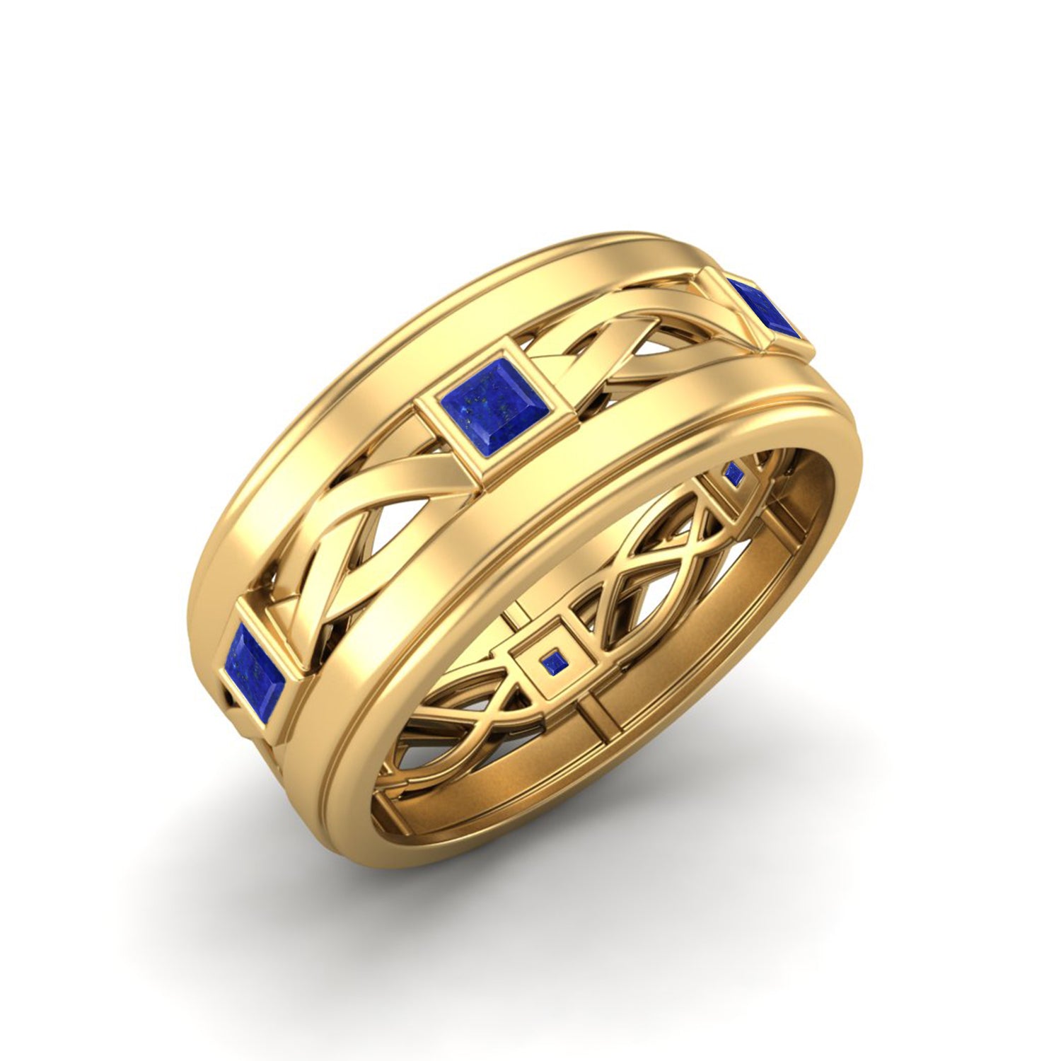 Lapis Square Eternity Band Ring - Sterling Silver