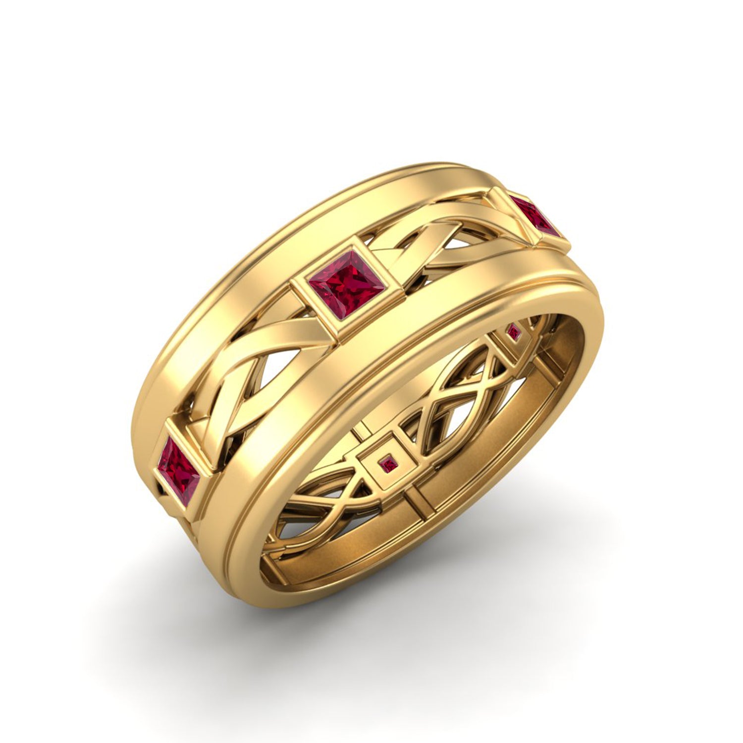 Ruby Square Eternity Band Ring - Sterling Silver