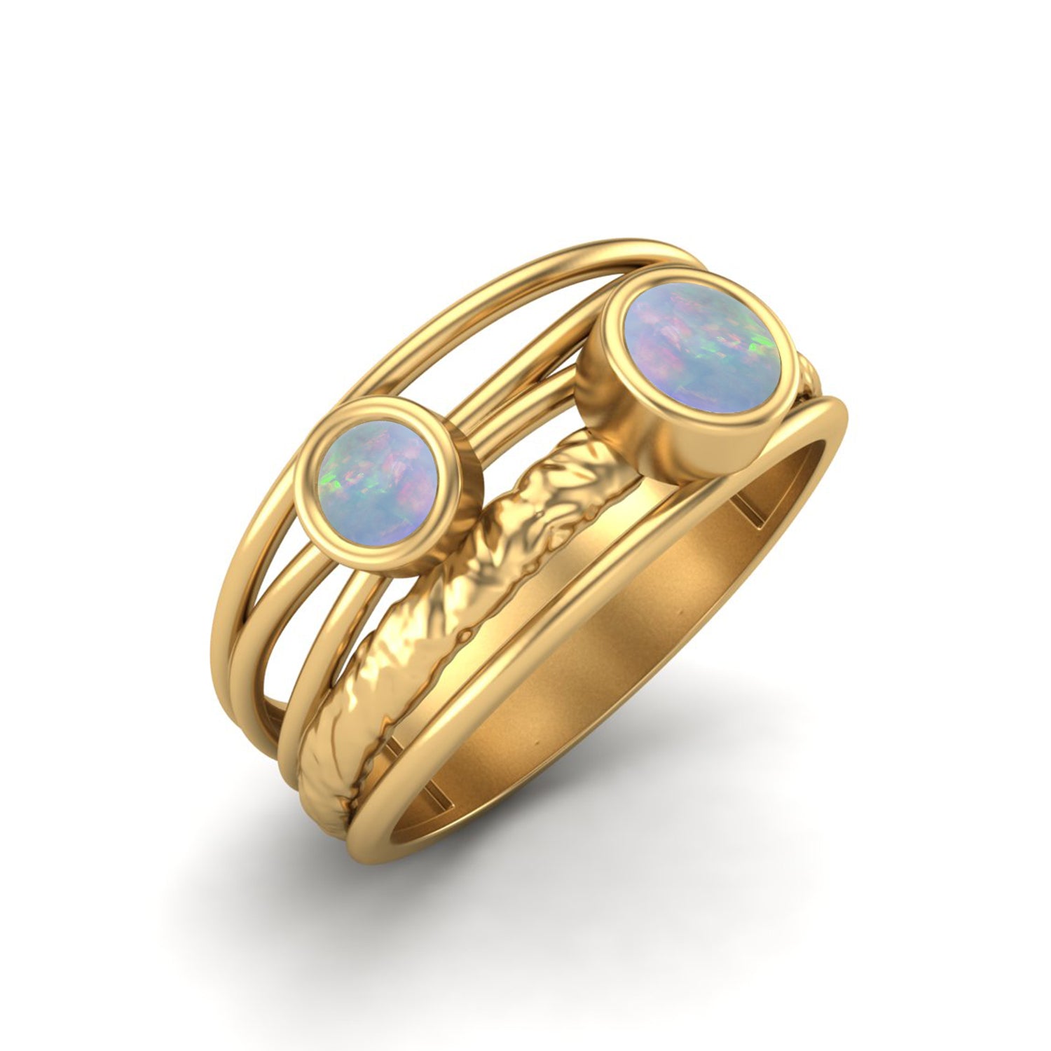 Anello nuziale con castone in opale naturale, anello di promessa nuziale in argento sterling 925