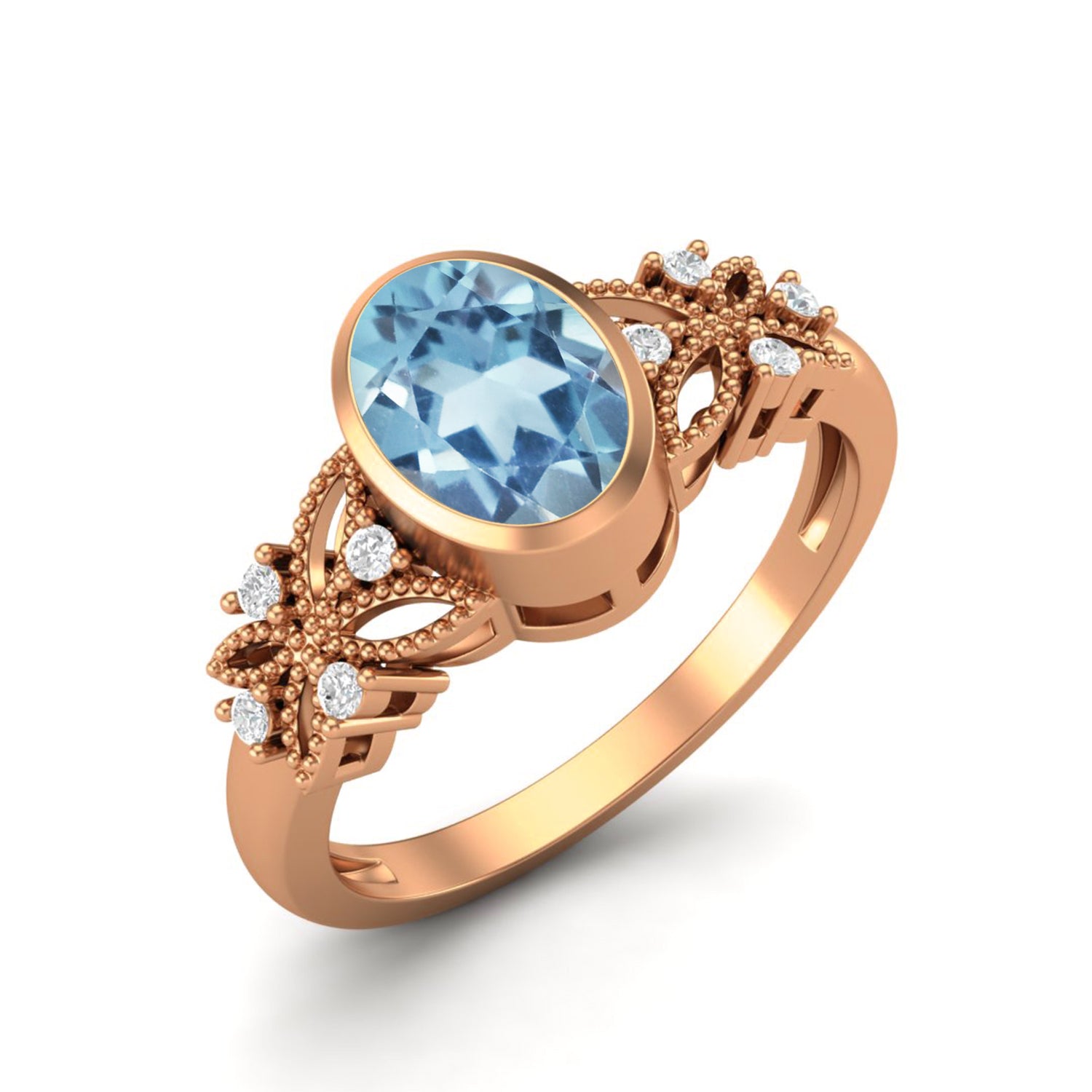 Anello di nozze solitario con topazio blu naturale, anello in argento sterling 925
