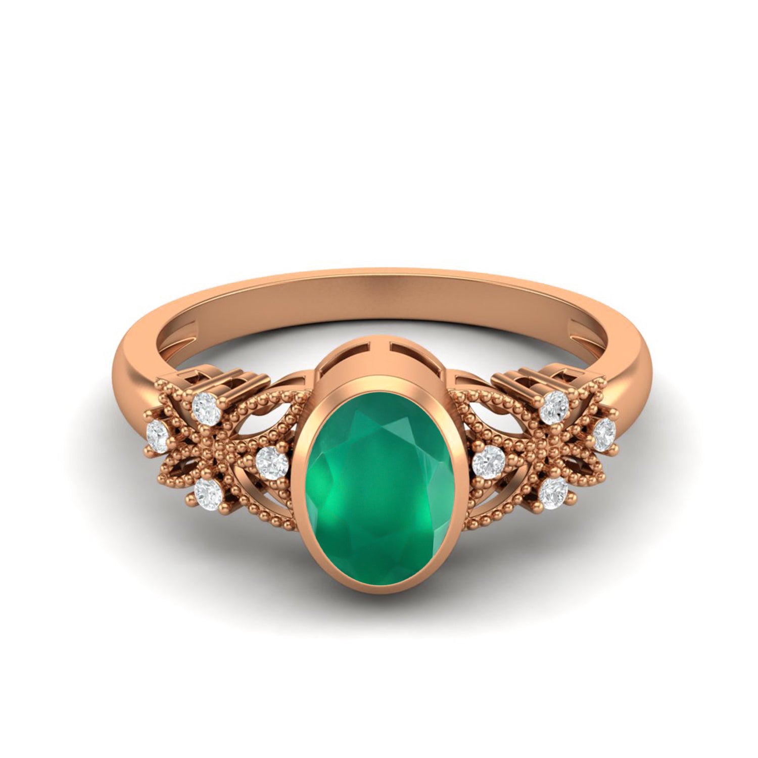 Anello nuziale in onice verde 7x5 mm, anello celtico in argento sterling 925 per lei