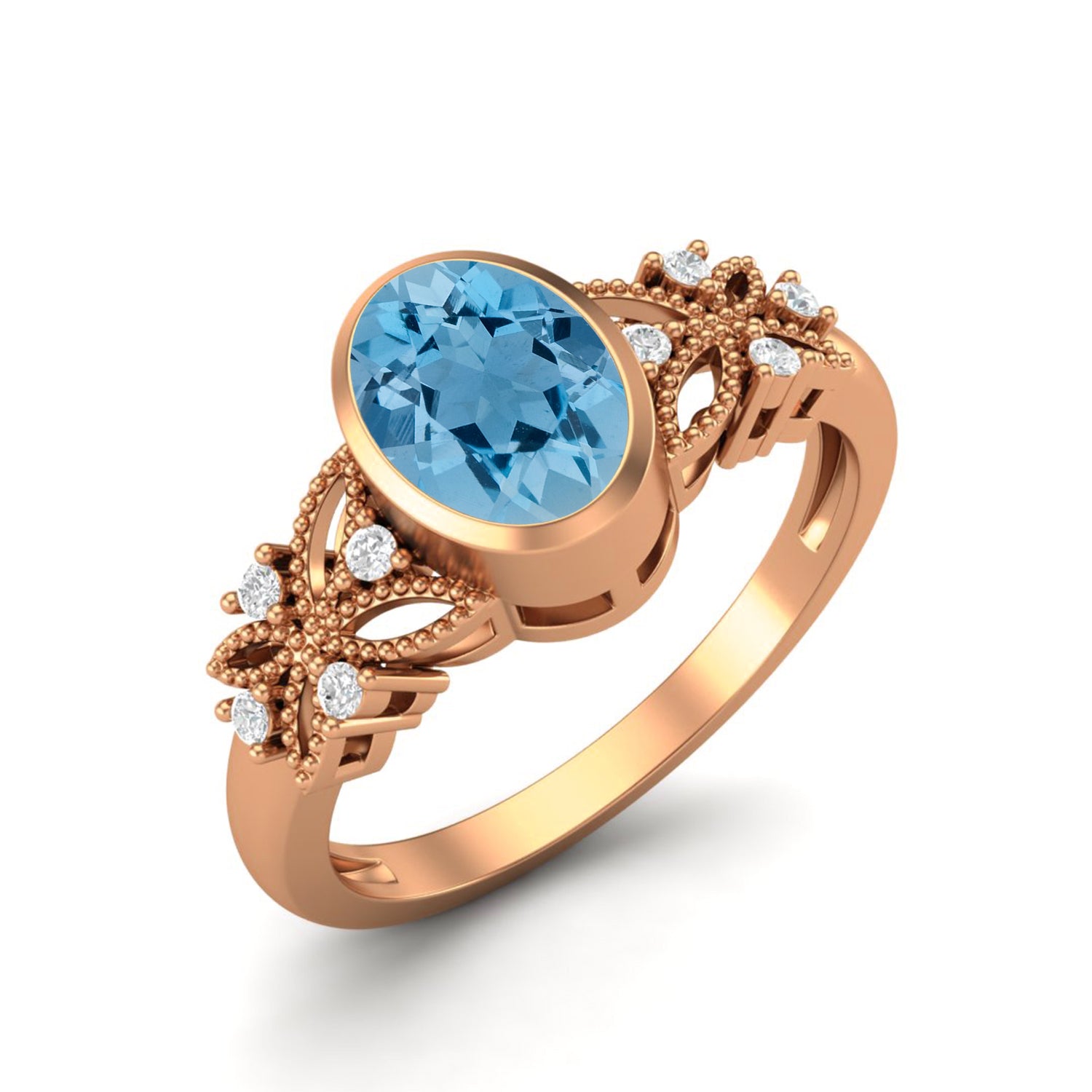 Anello con topazio azzurro cielo naturale, fede nuziale in argento sterling 925