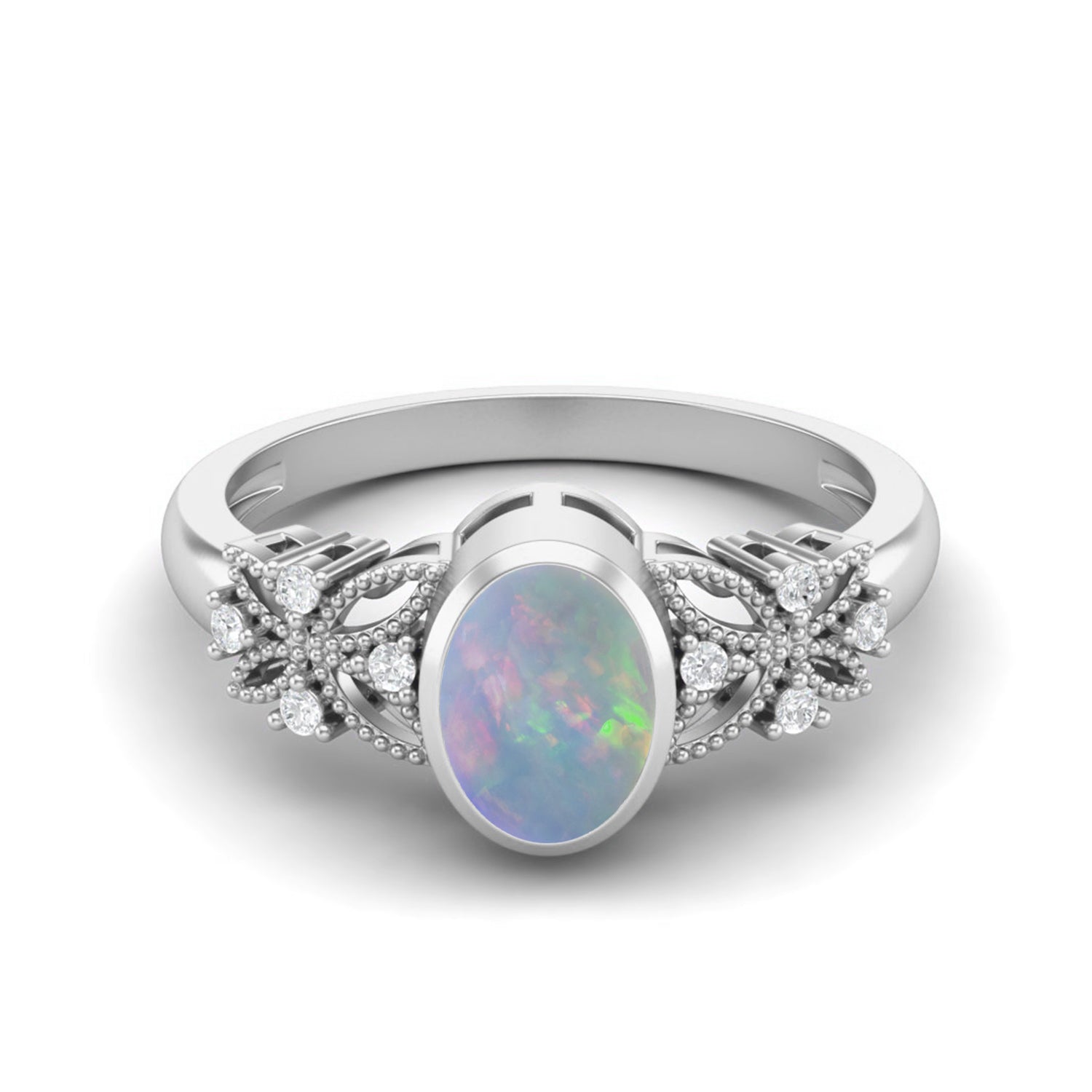 Anello di nozze ovale in opale per donna, anello celtico in argento sterling 925