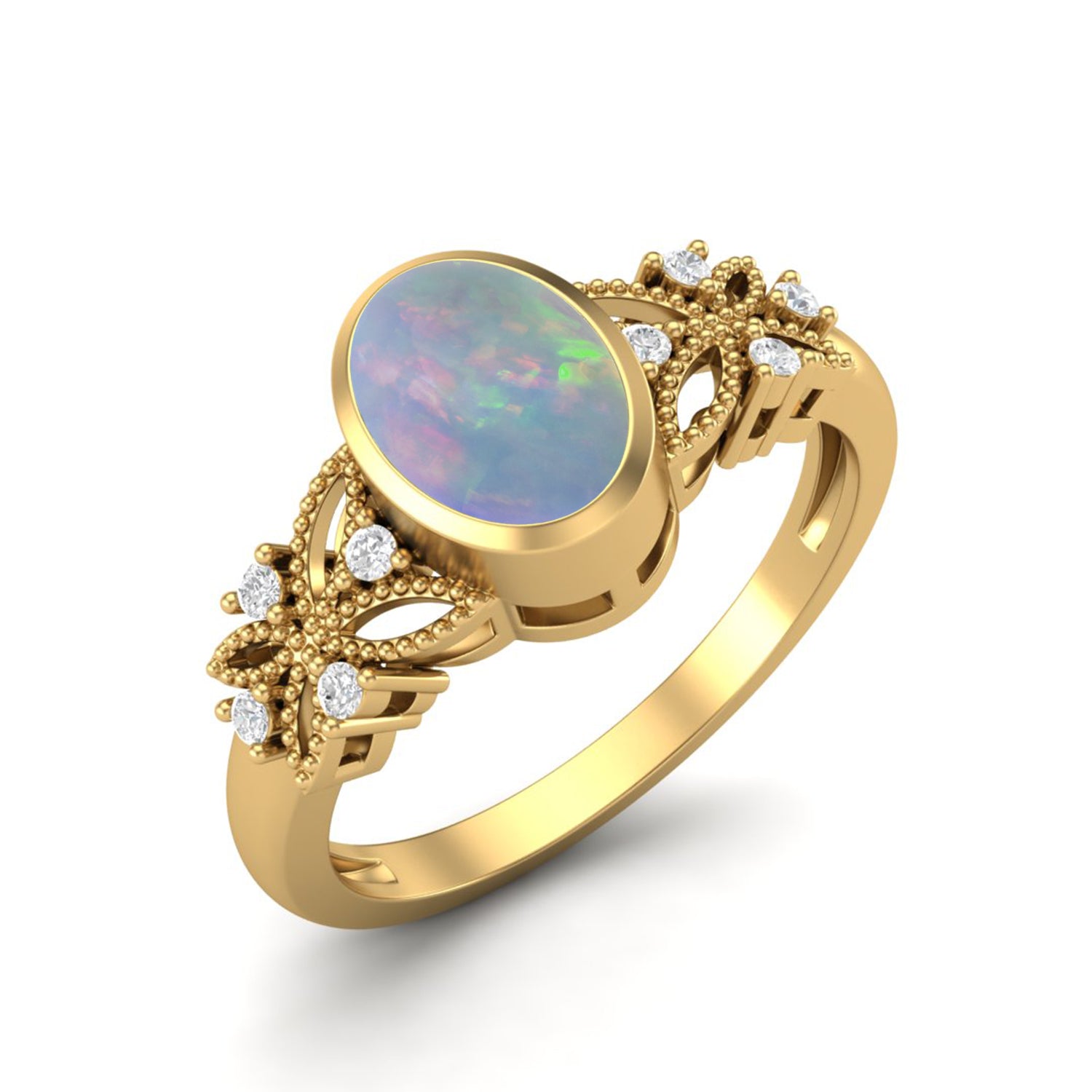 Anello di nozze ovale in opale per donna, anello celtico in argento sterling 925