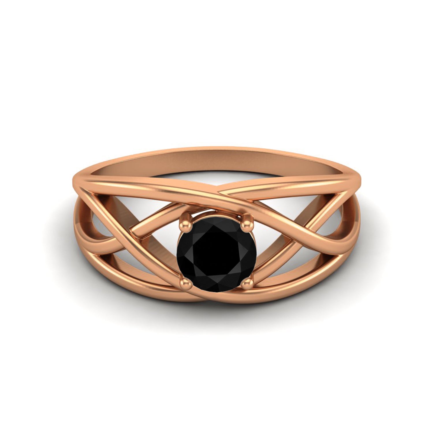 Black Spinel Crisscross Band Ring – Sterling Silver