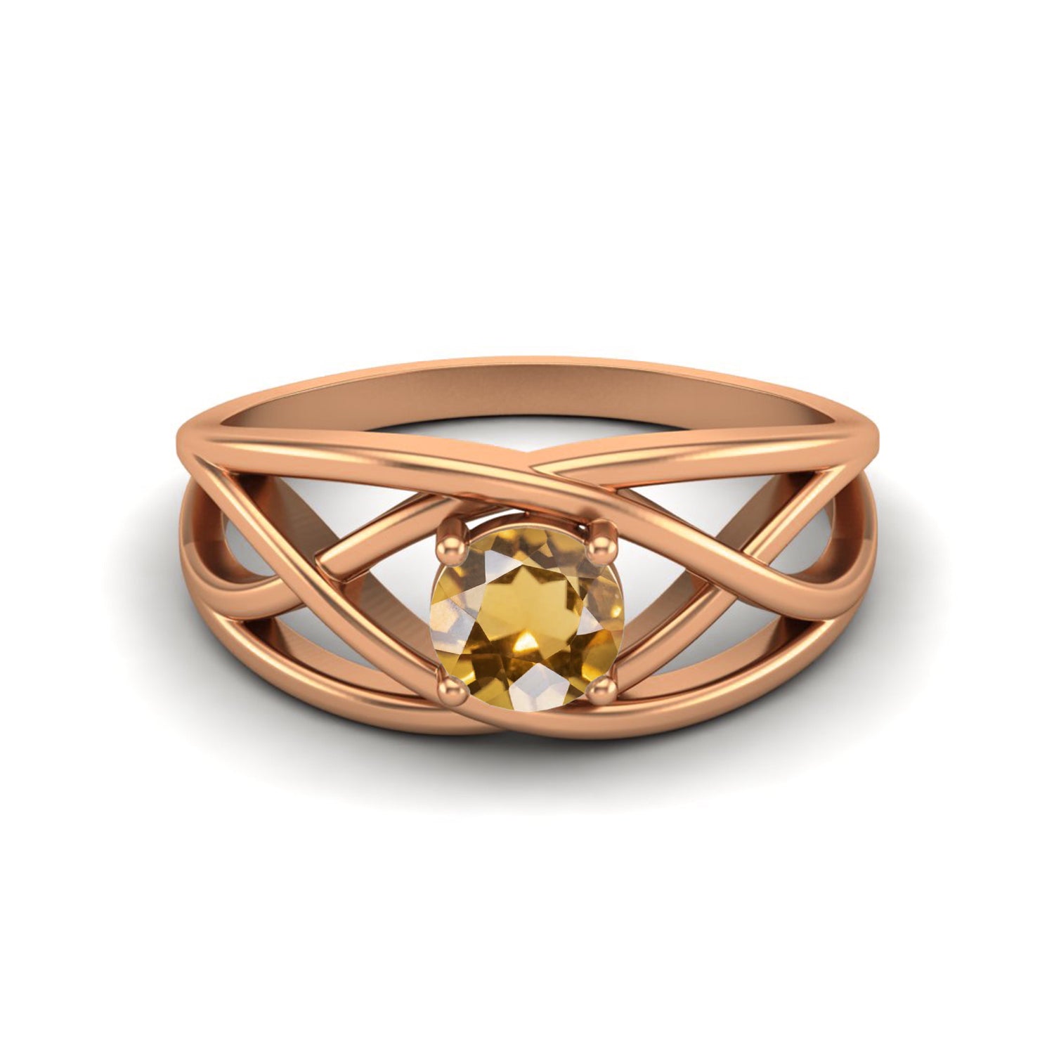 Citrine Crisscross Band Ring – Sterling Silver