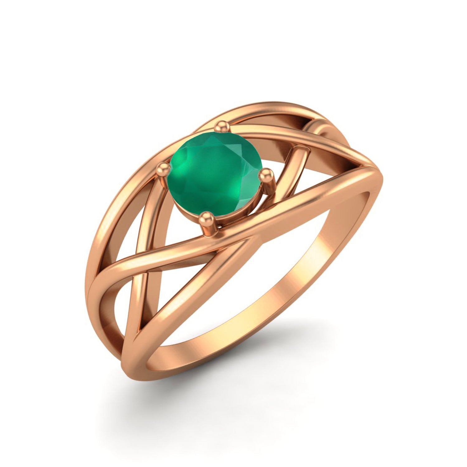 Green Onyx Crisscross Band Ring – Sterling Silver