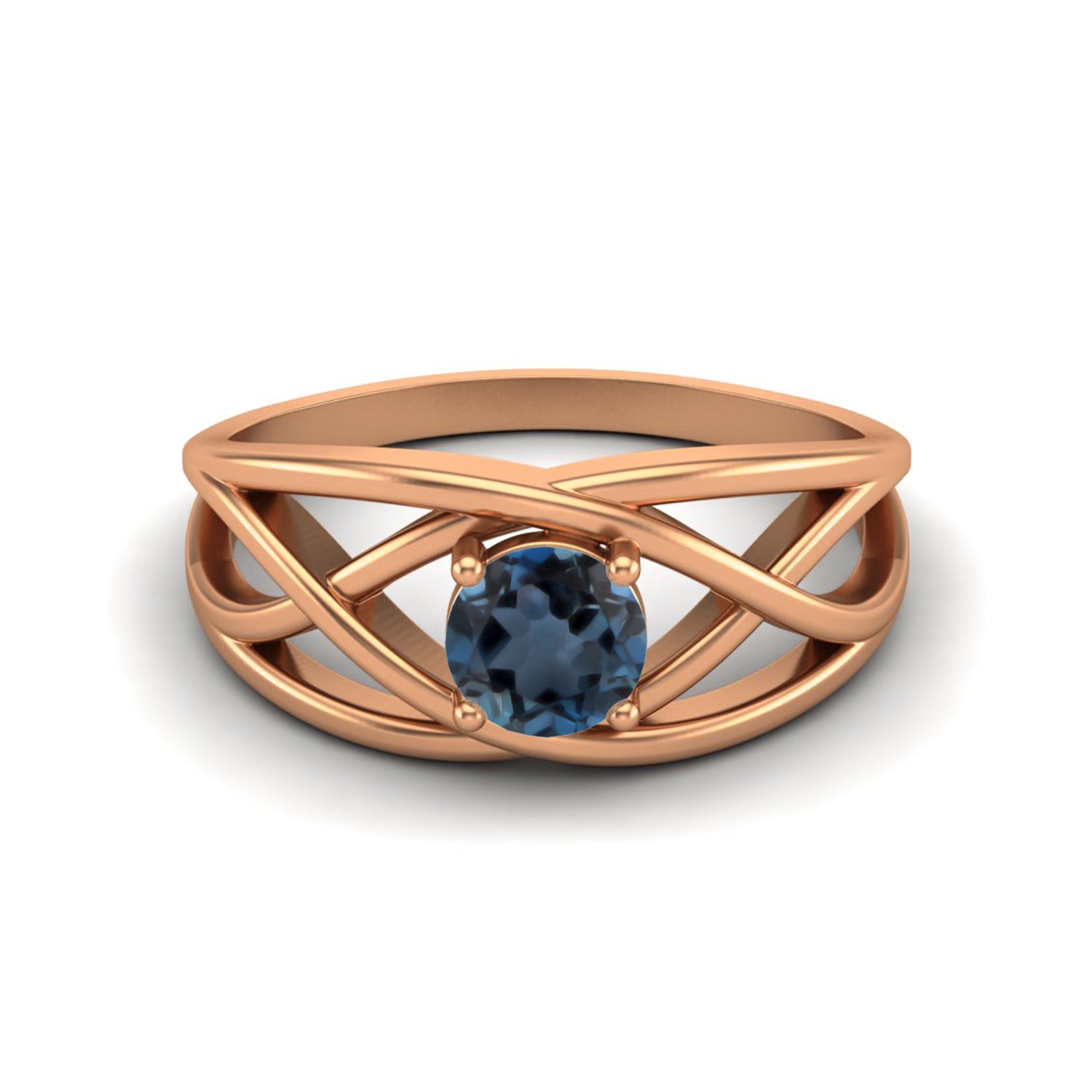 London Blue Topaz Crisscross Open Band Ring – Sterling Silver